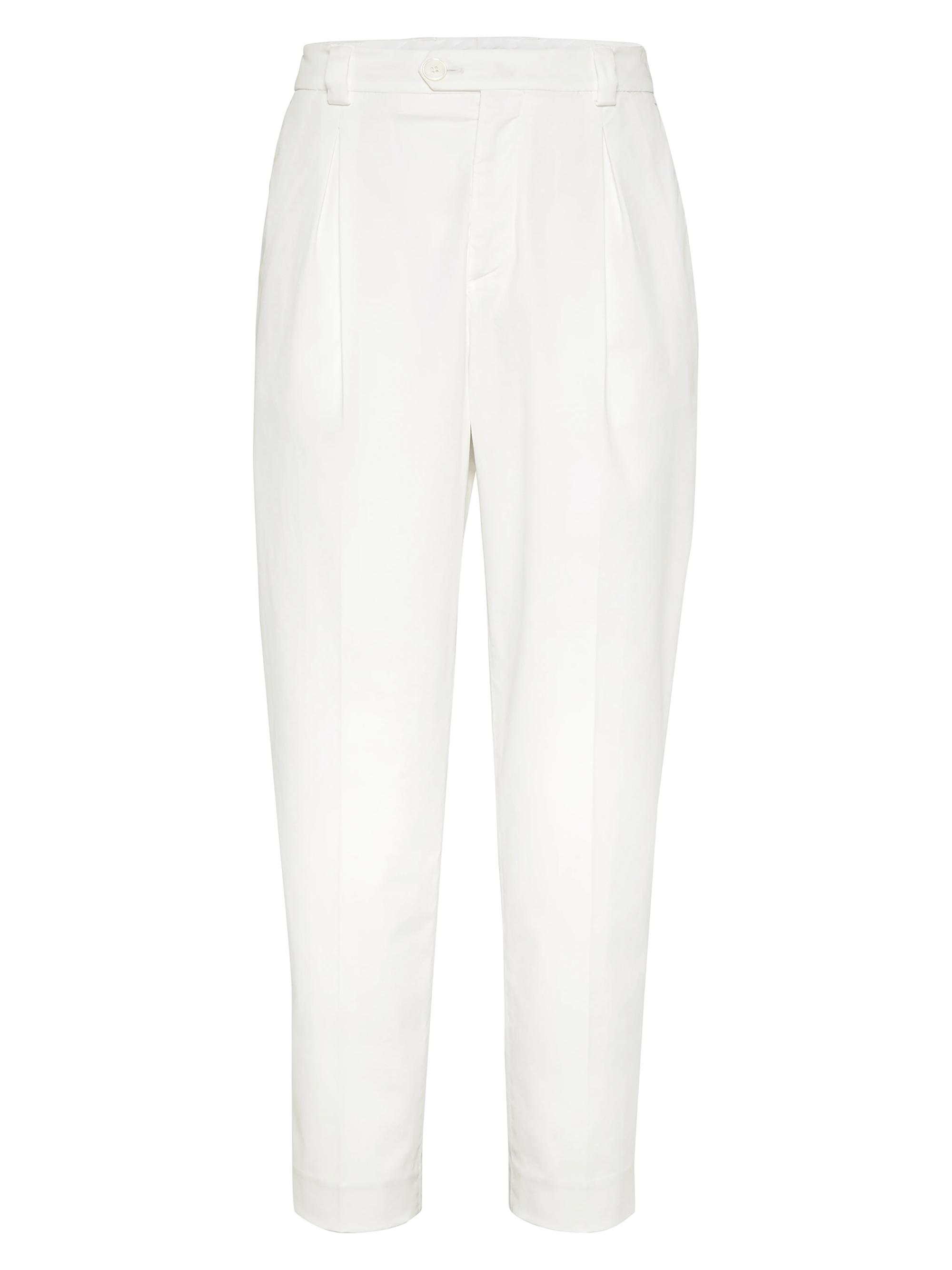 Brunello Cucinelli Men's Garment Dyed Trousers in American Pima Cotton Comfort Gabardine - Snow