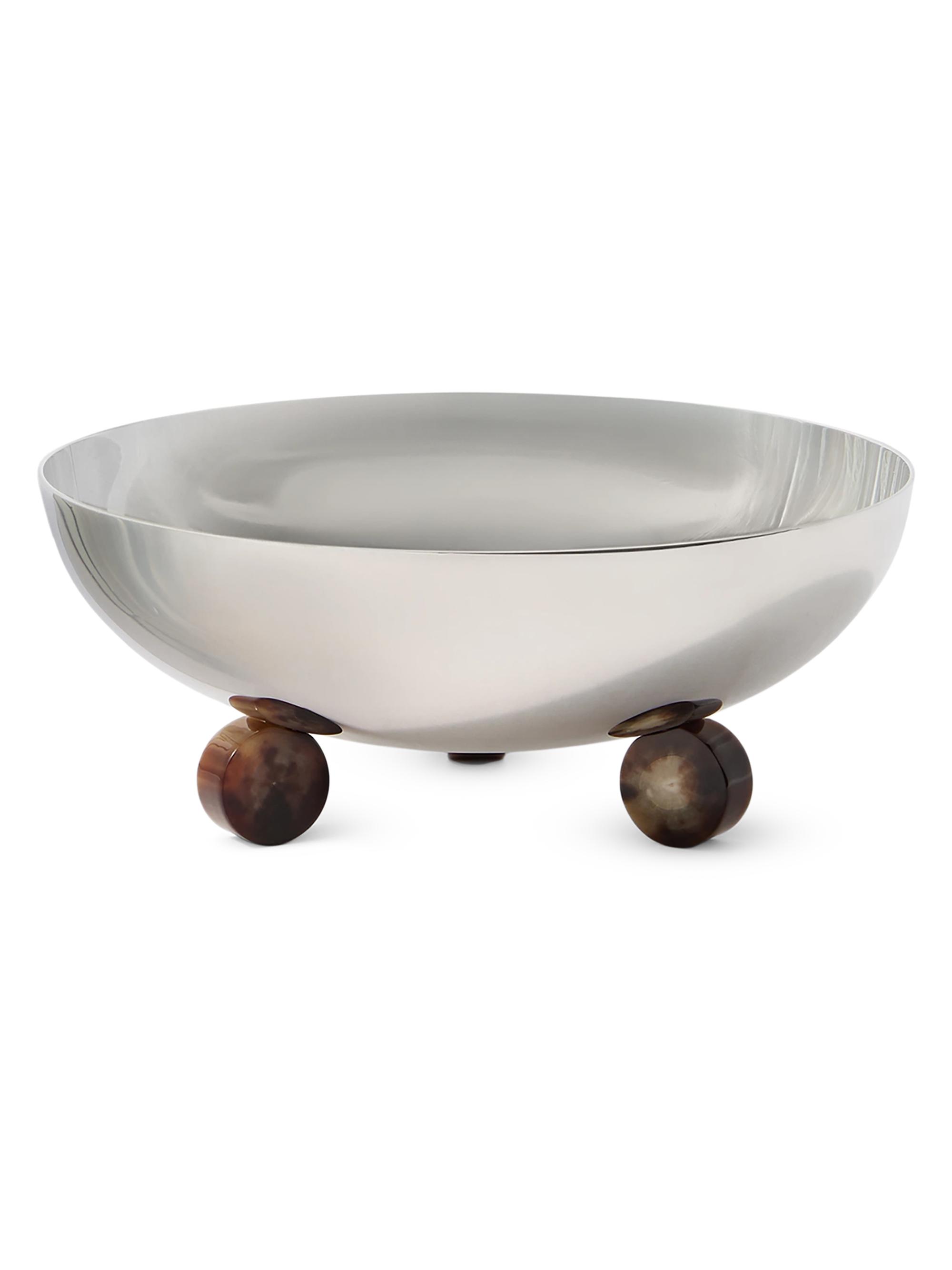 Brunello Cucinelli Plated Steel Bowl with Buffalo Horn Details - Silver