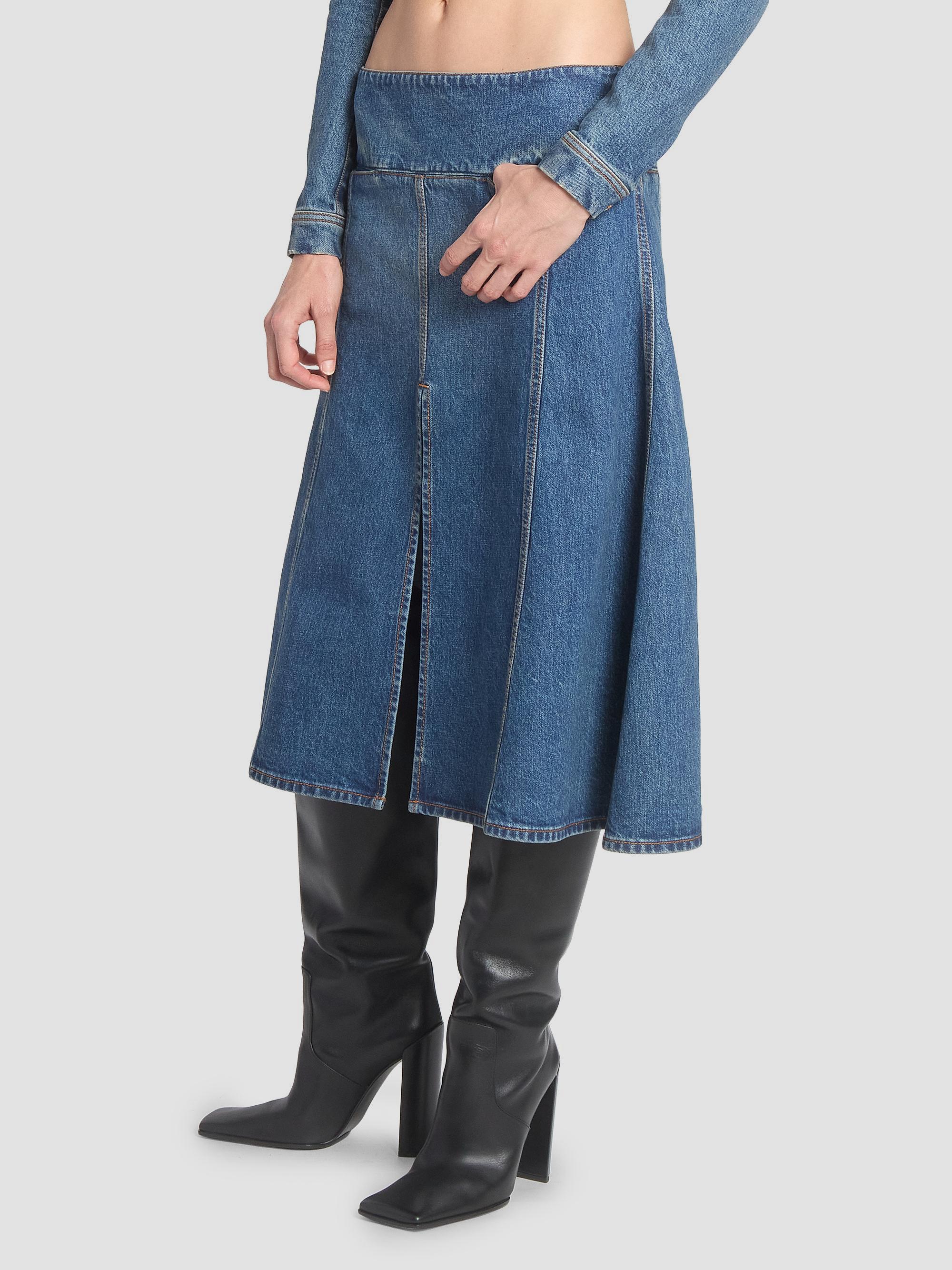 ALAÏA Slit Denim Midi-Skirt | Saks Fifth Avenue