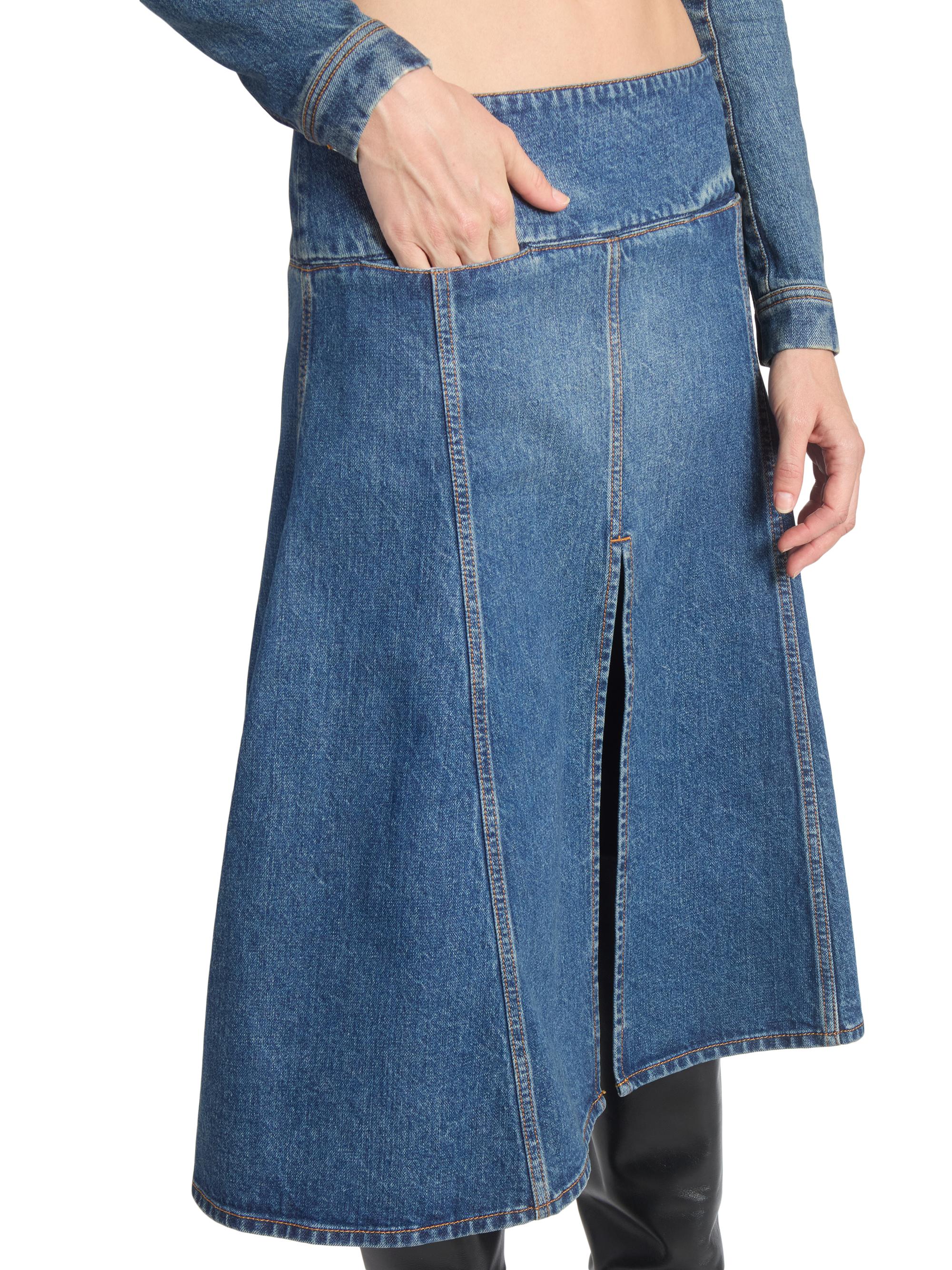 Alaïa Slit Denim Midi-Skirt | Saks Fifth Avenue