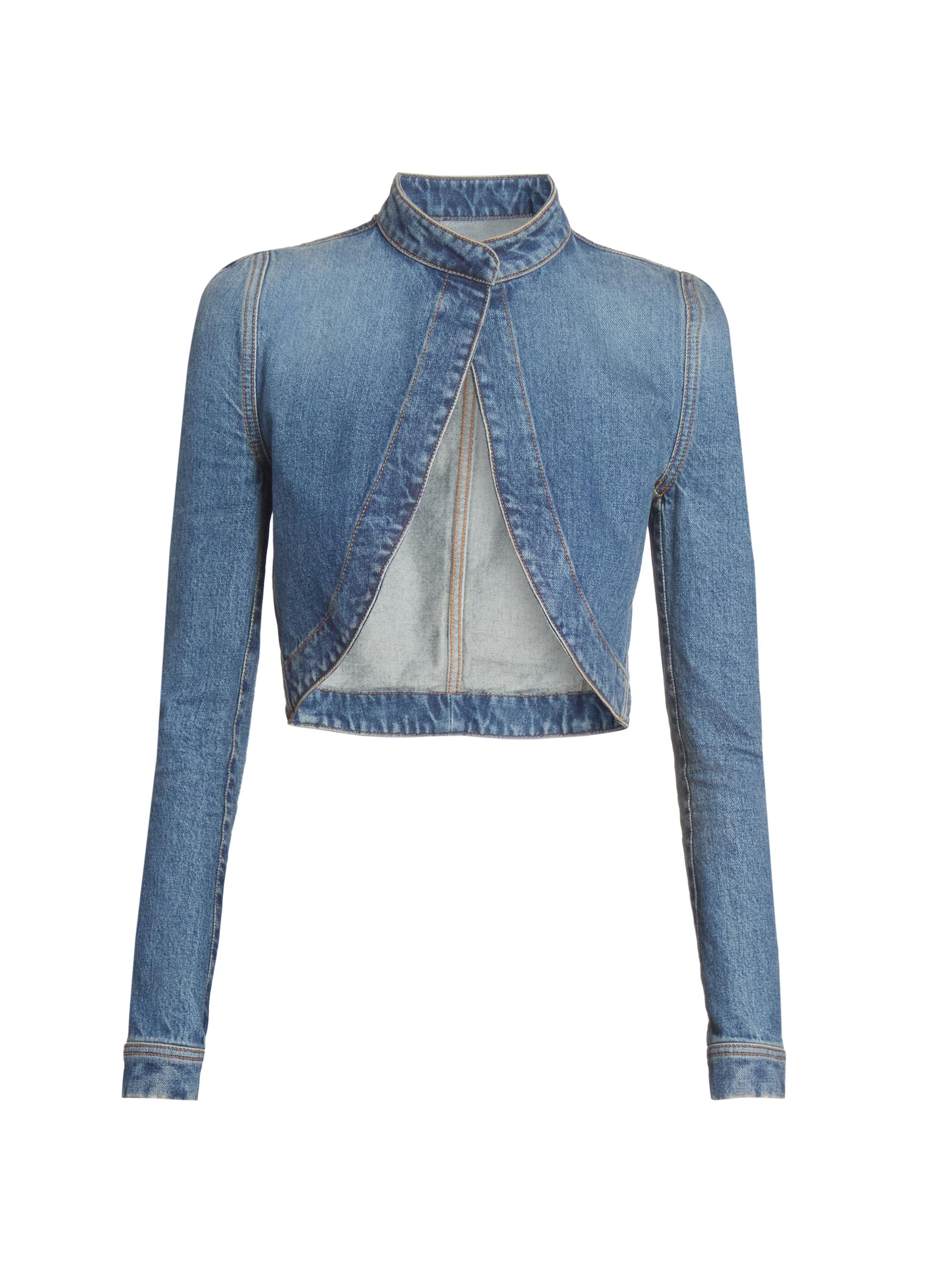 Alaïa Women's Denim Crop Jacket - Bleu Delave
