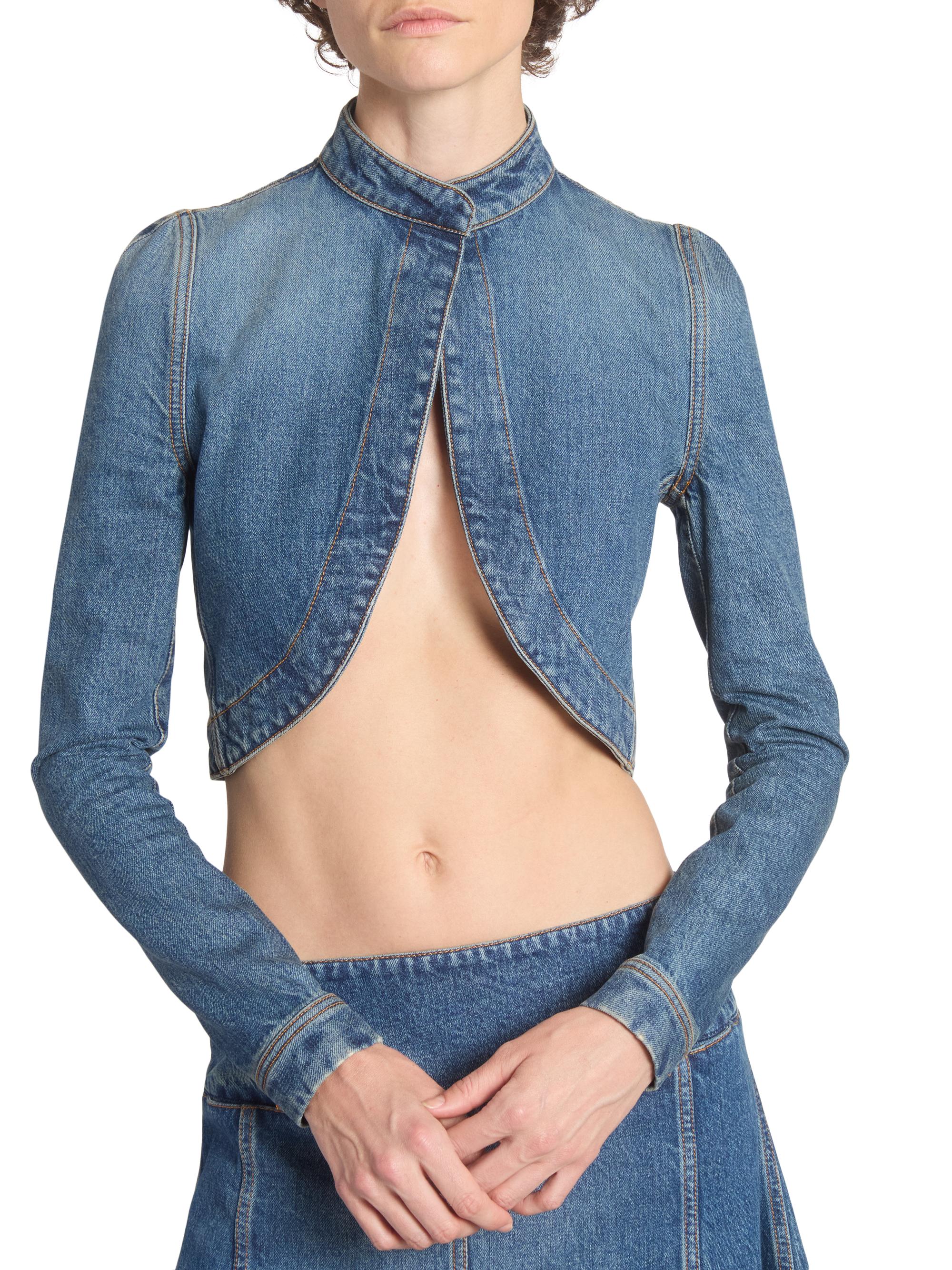 Alaïa Denim Crop Jacket | Saks Fifth Avenue
