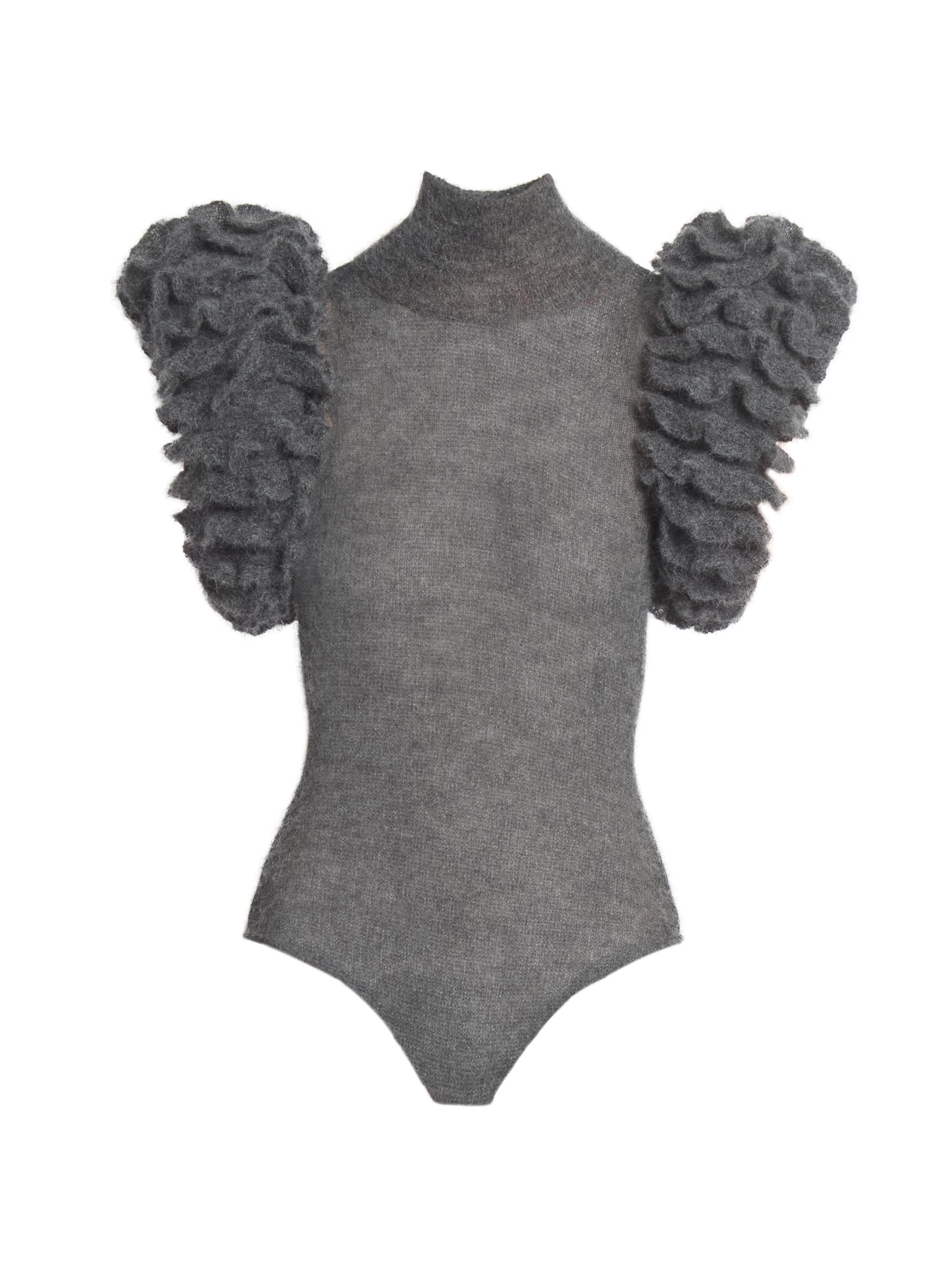 Alaïa Women's Mohair-Blend Padded Bodysuit - Gris Chine
