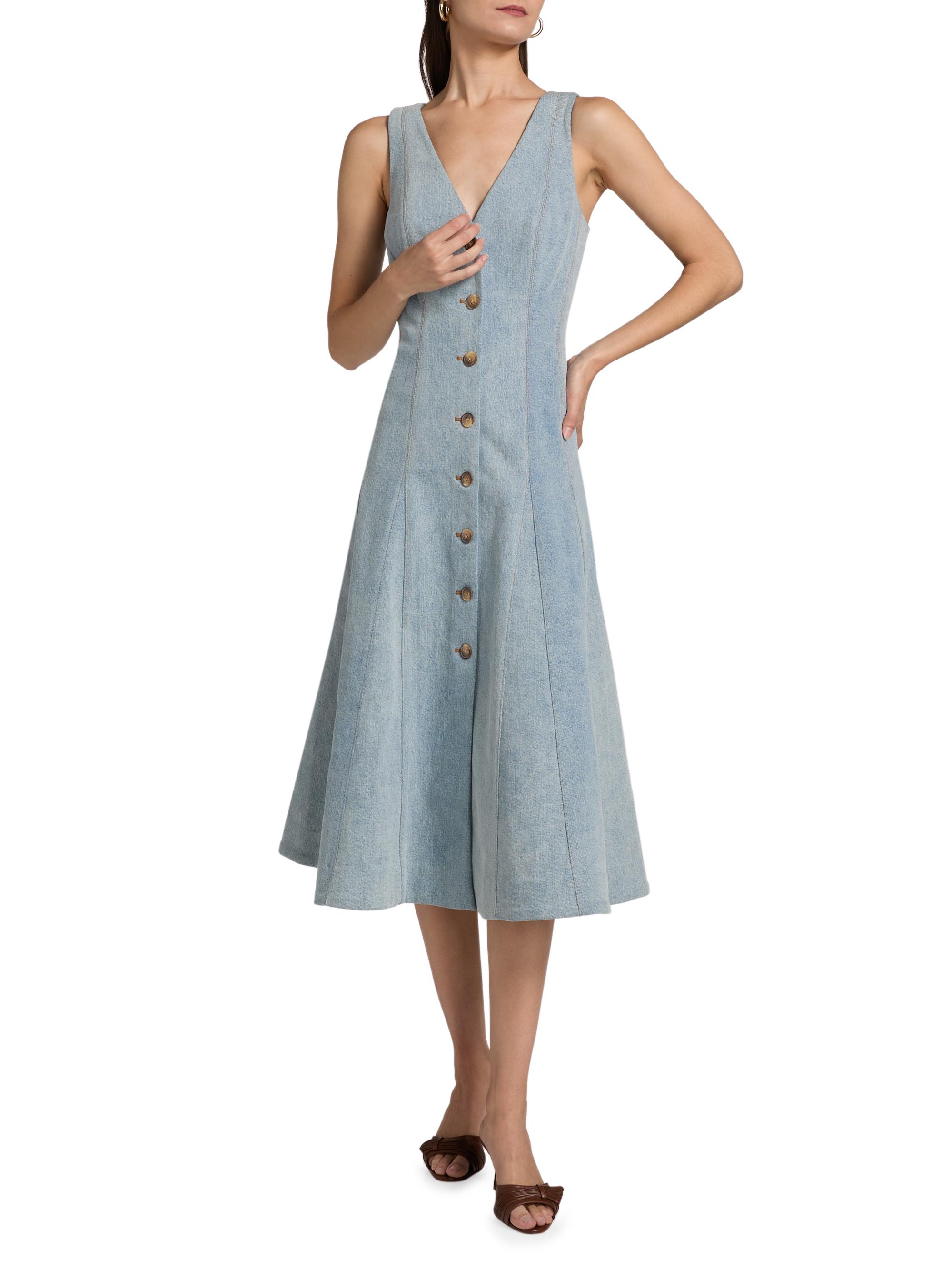 Veronica Beard Lou Denim A-Line Midi-Dress | Saks Fifth Avenue