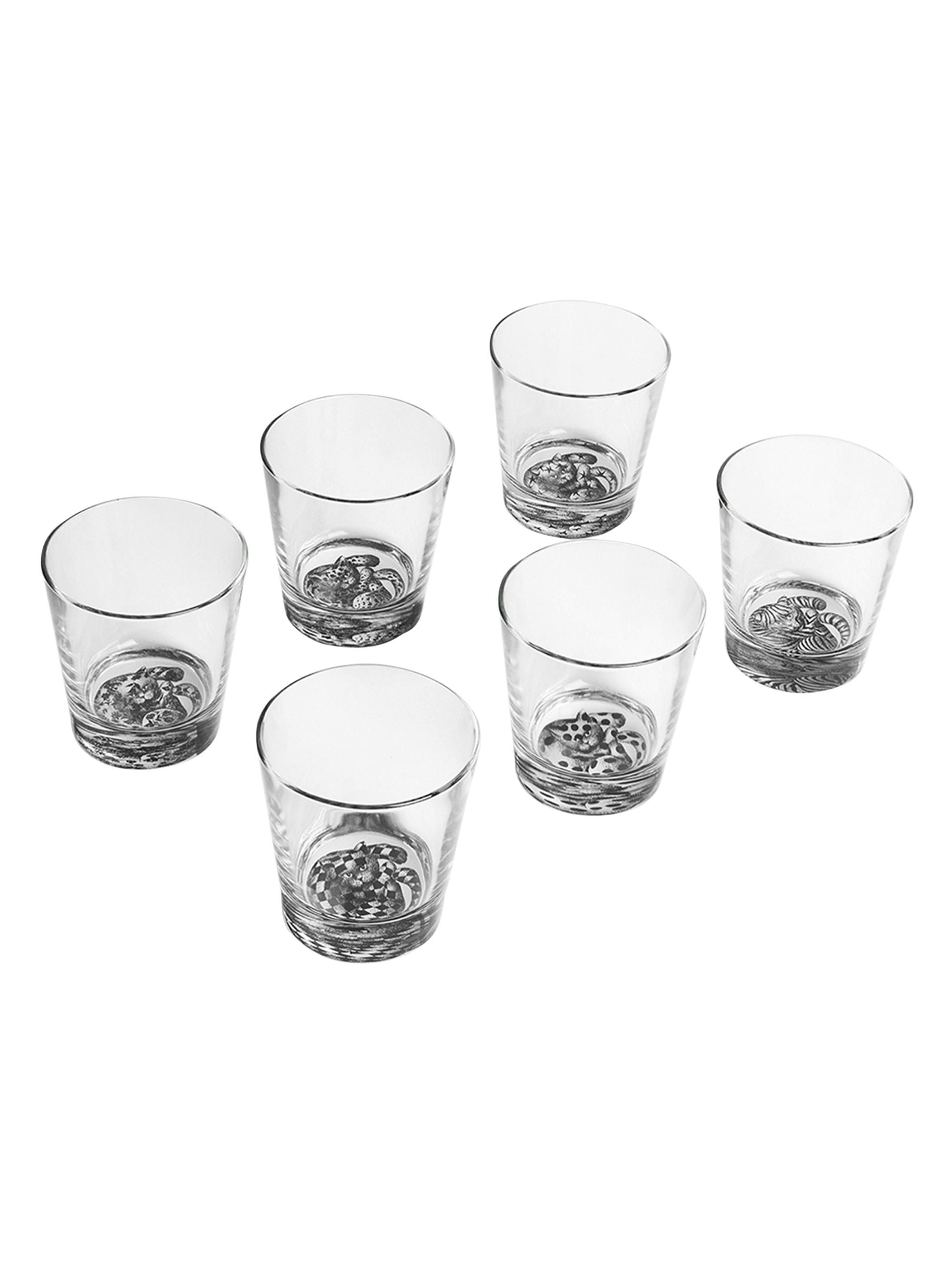 Fornasetti High Fidelity 6-Piece Drinking Glass Set - Black White