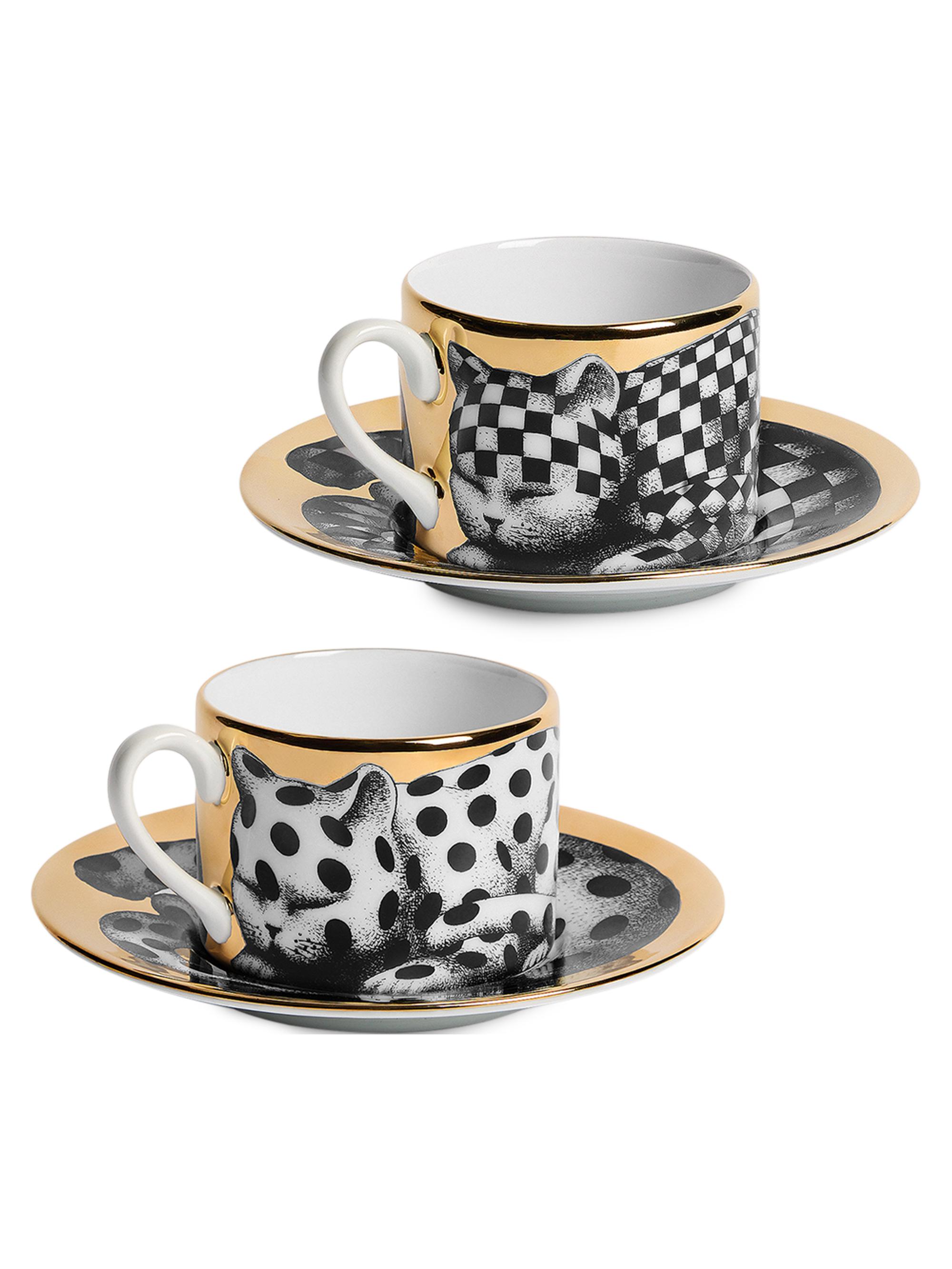Fornasetti High Fidelity 2-Piece Teacup & Saucer Set