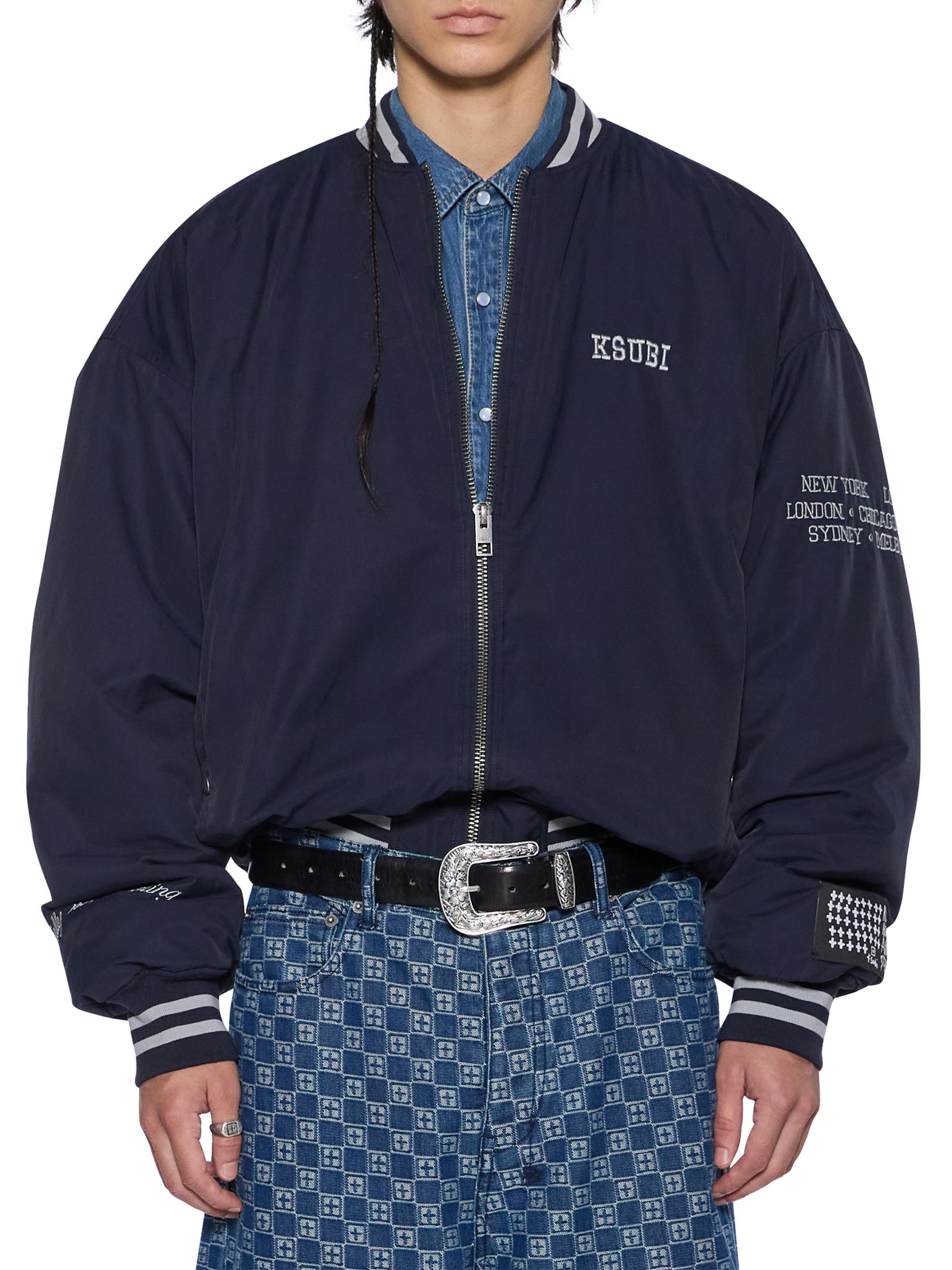 Ksubi Men's Neo Nostalgia Royalty Logo Cotton-Blend Bomber Jacket - Navy