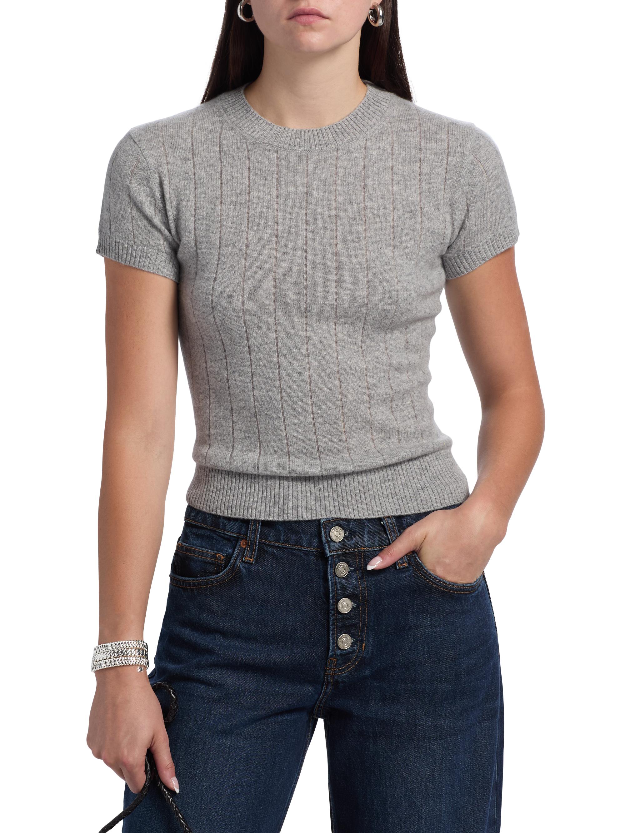 Reformation Darcy Rib-Knit Cashmere-Wool T-Shirt | Saks Fifth Avenue