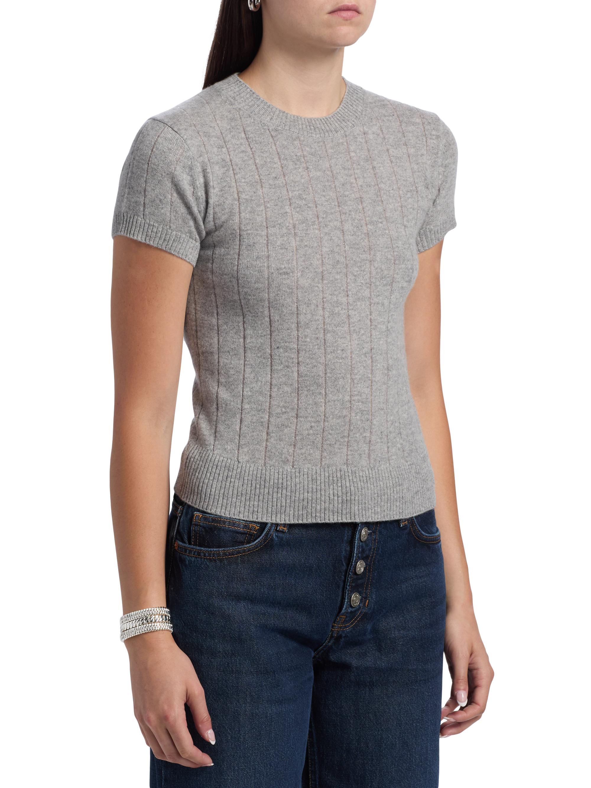 Reformation Darcy Rib-Knit Cashmere-Wool T-Shirt Saks Fifth Avenue