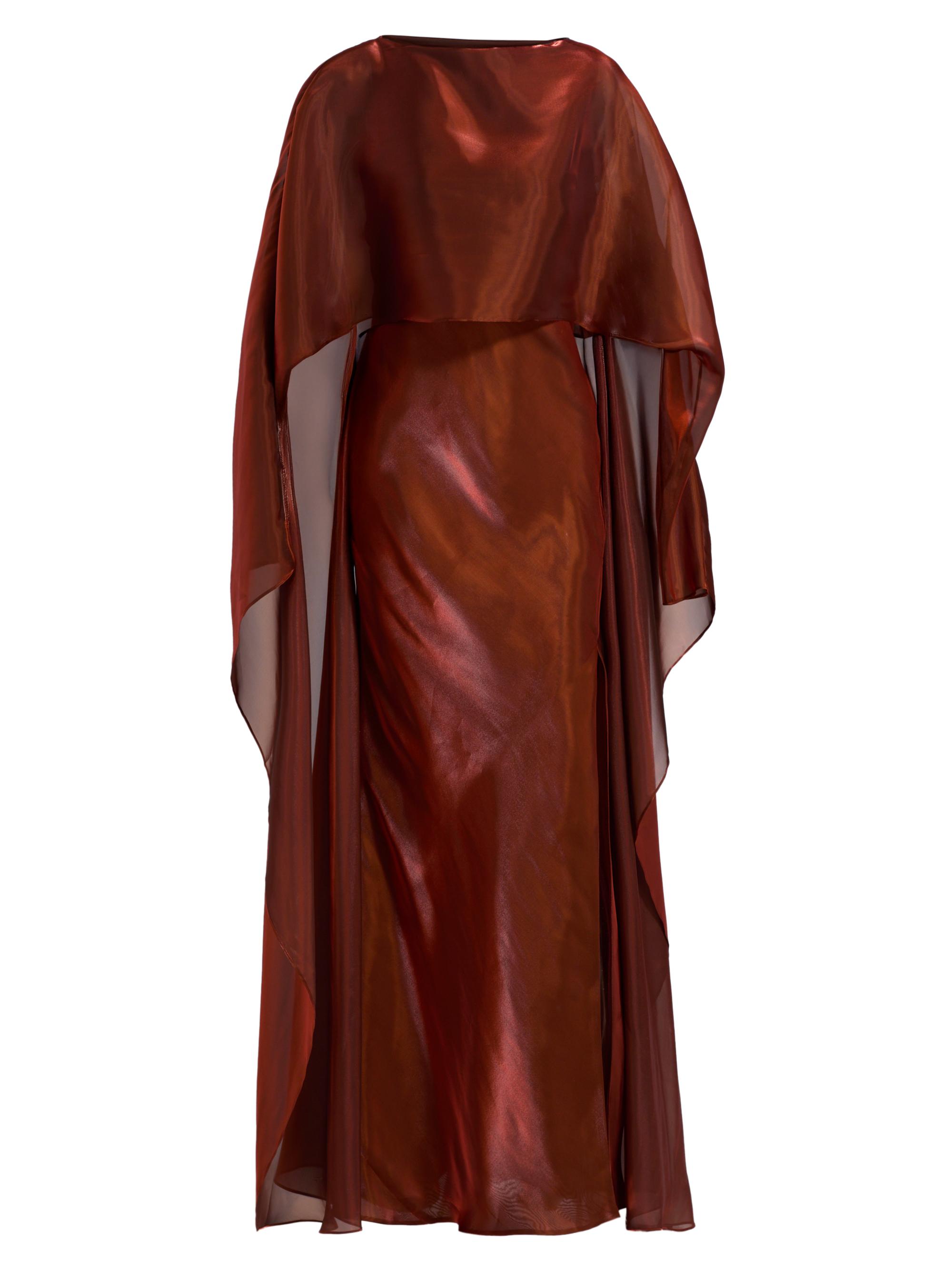 LaPointe Women's Metallic Organza Cape Gown - Rust