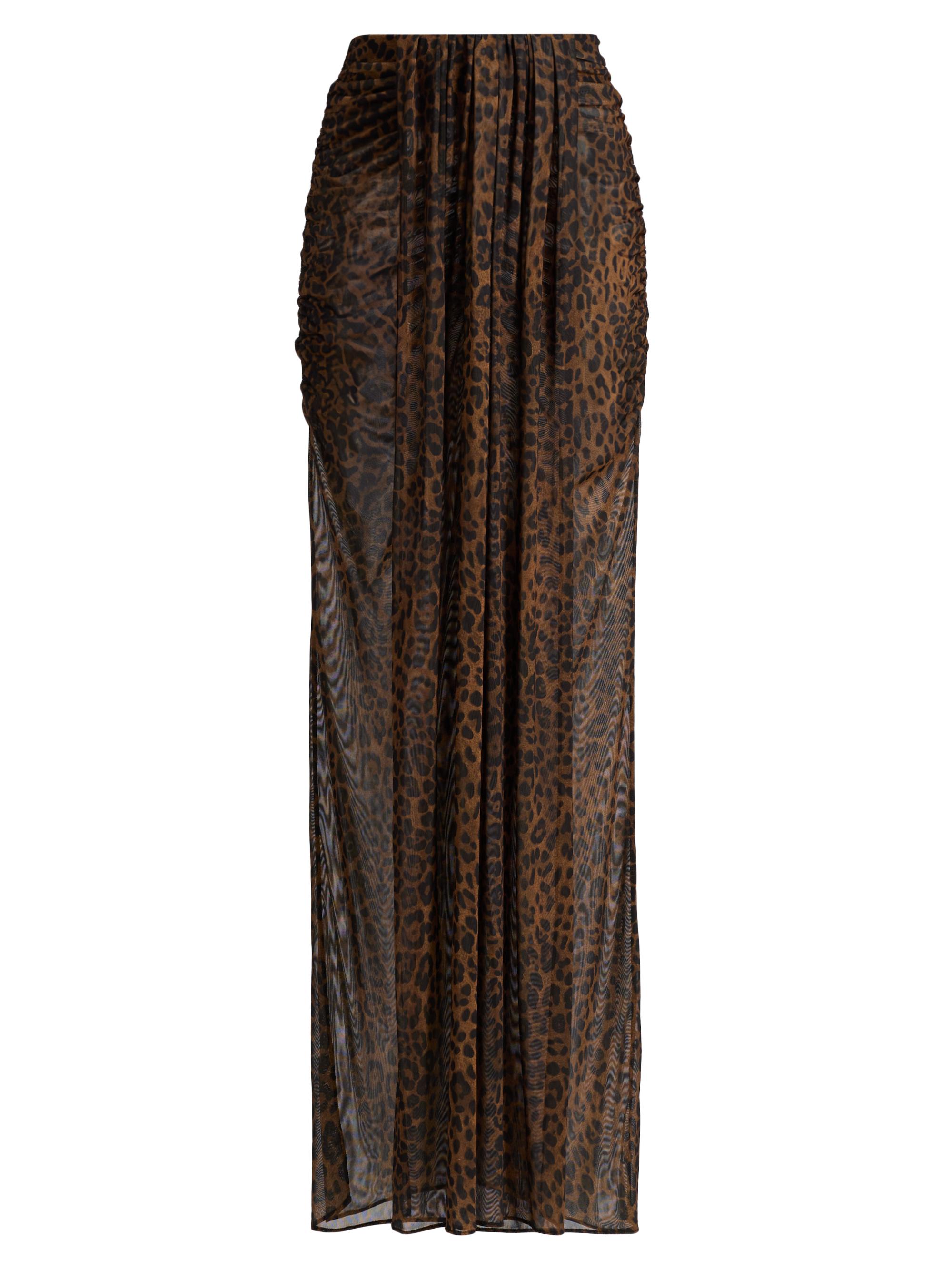 LaPointe Women's Leopard Mesh Draped Skirt - Leopard