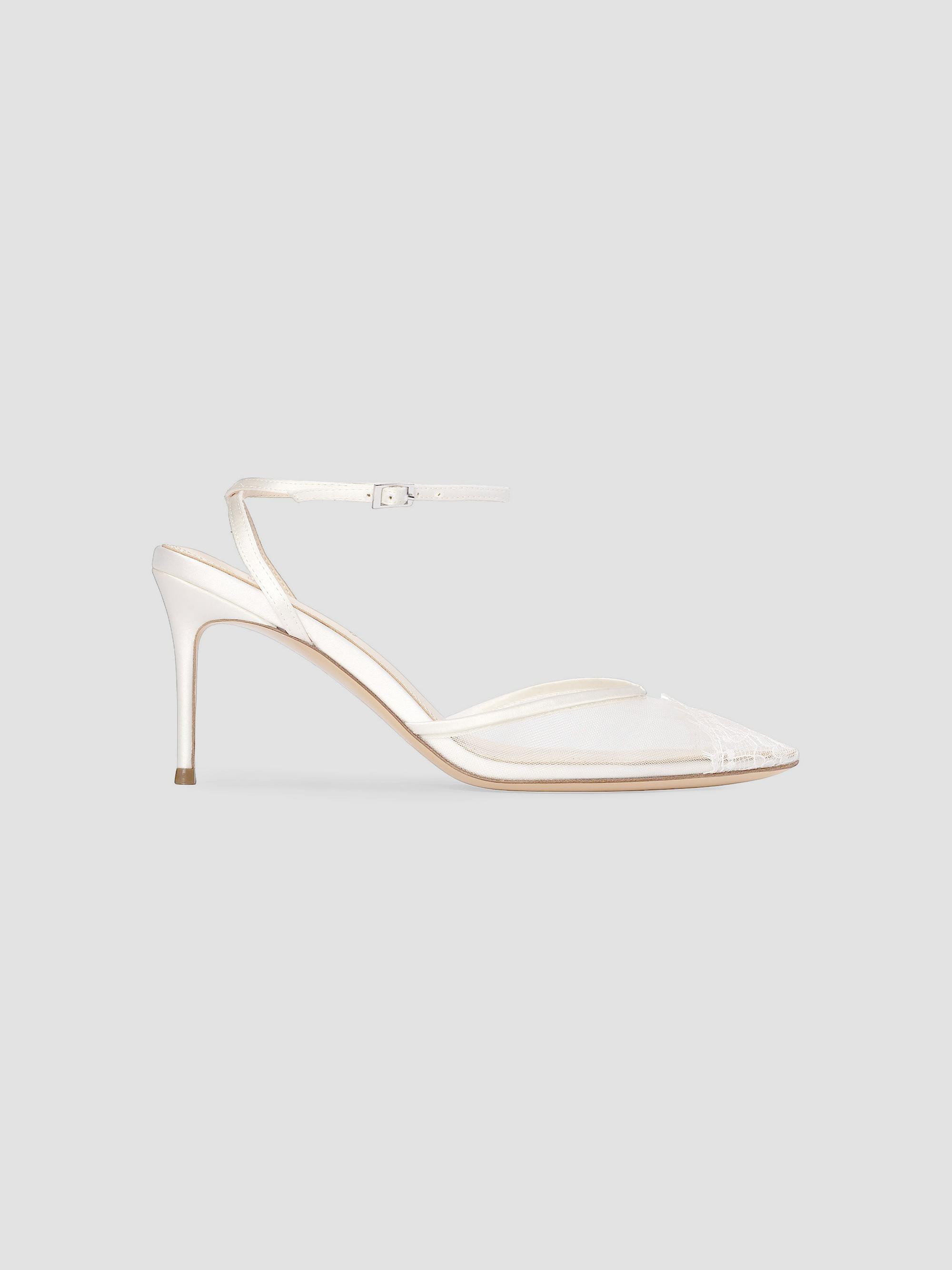 Black Suede Studio Women's Cara 80MM Mesh Sandals - White Mesh | Thumbnail 7