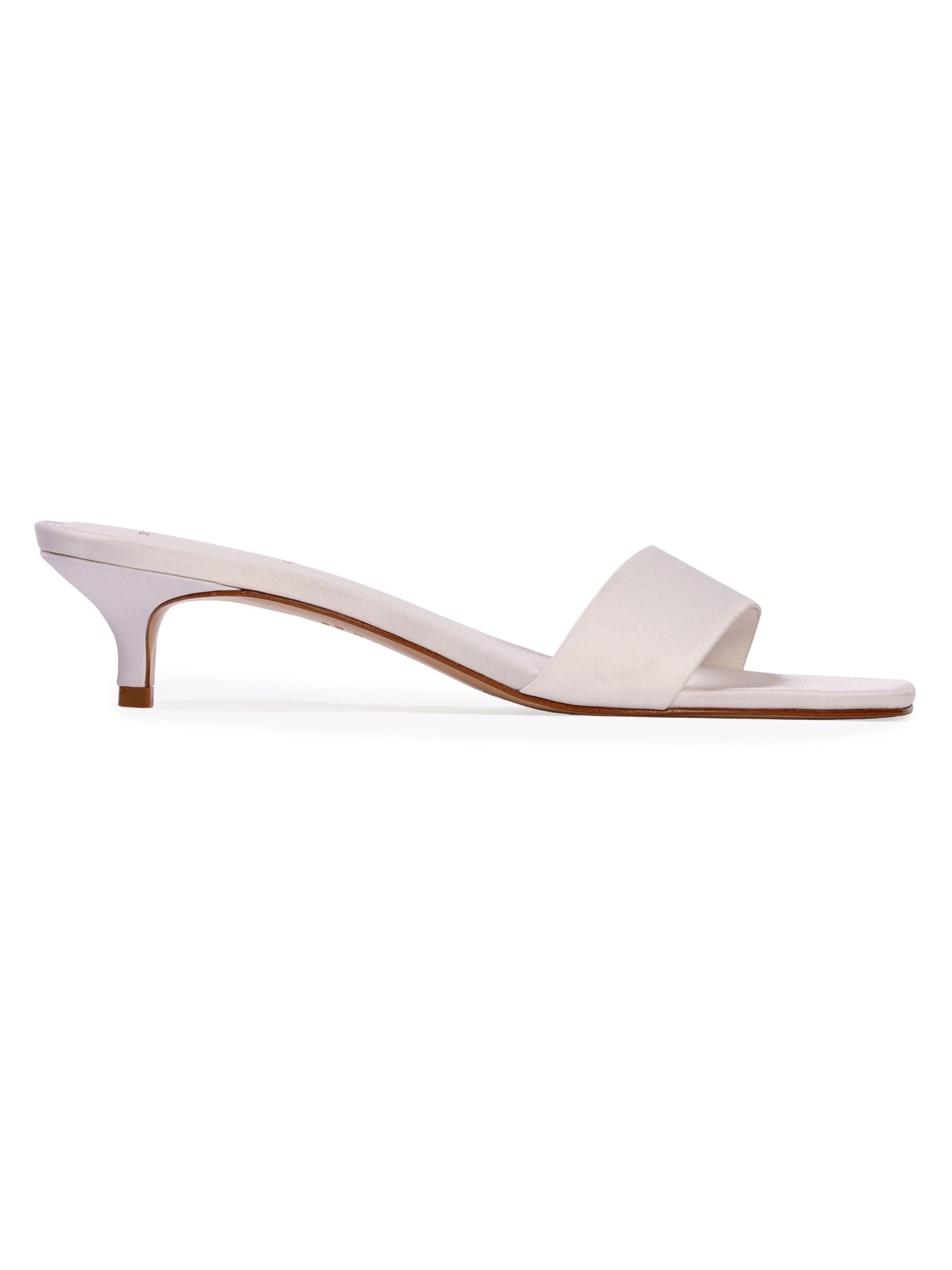 Black Suede Studio Women's Avery 35MM Satin Sandals - White Satin | Thumbnail 6