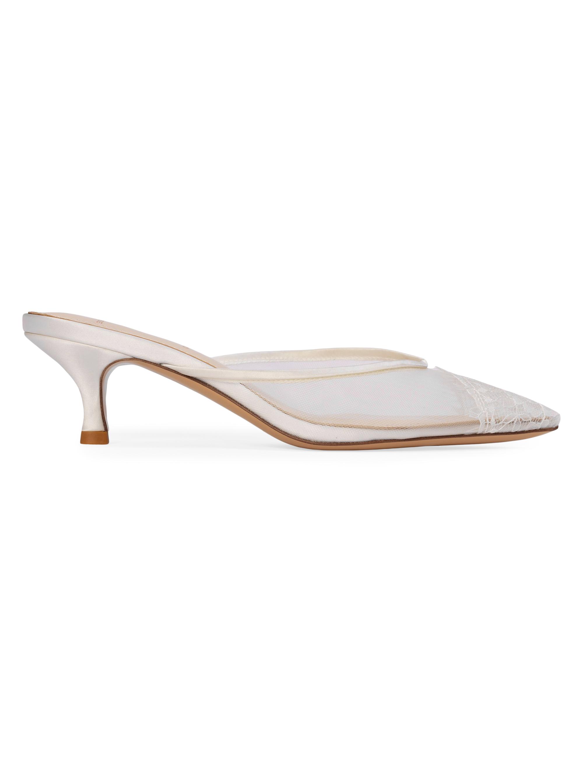 Black Suede Studio Women's Cara 50MM Mesh Mules - White Mesh | Thumbnail 7