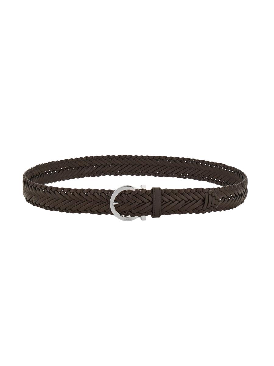 Ferragamo Men's Testa Di Moro Woven Leather Belt In Brown