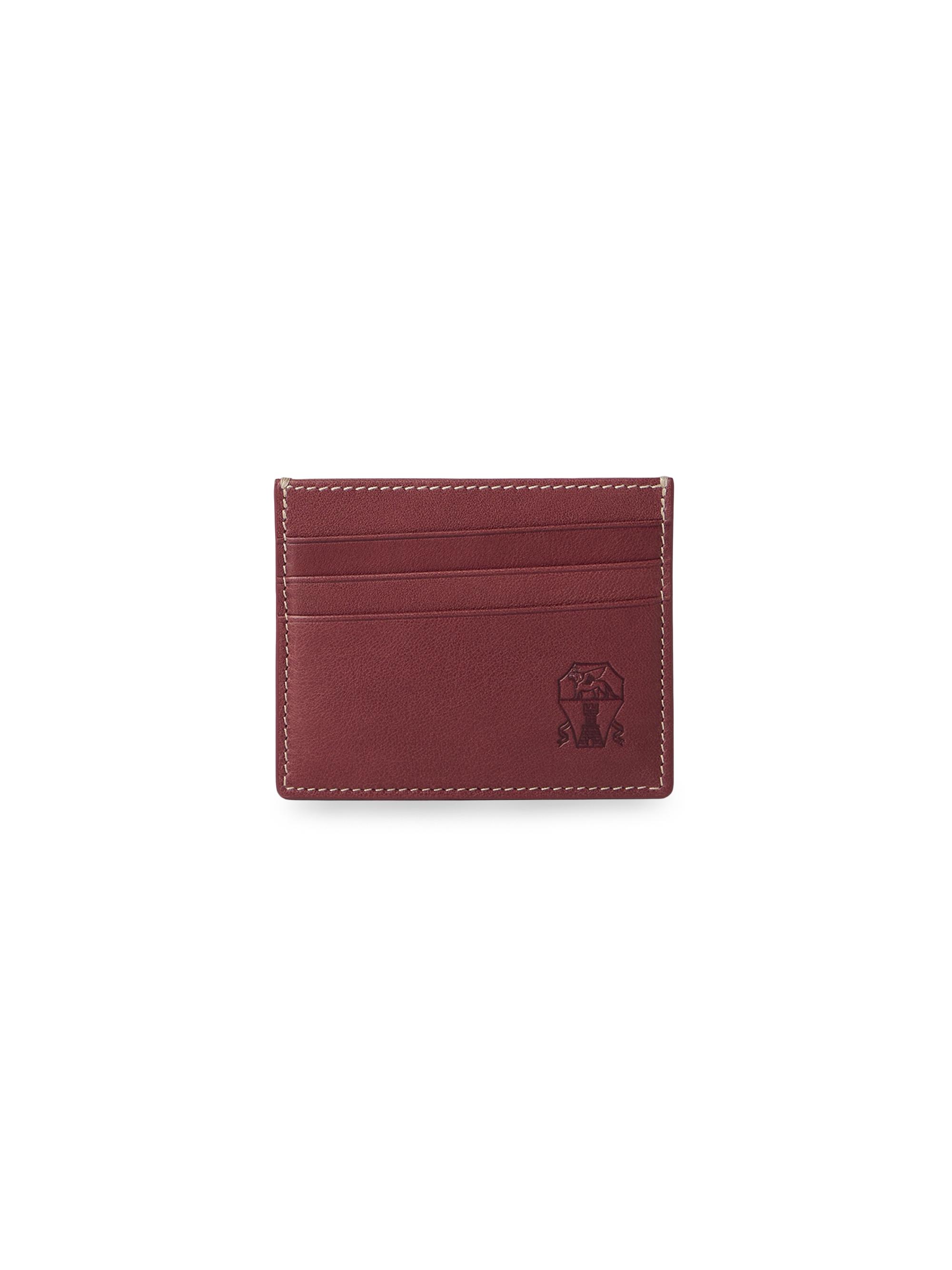 Brunello Cucinelli Men's Calfskin Card Holder - Burgundy