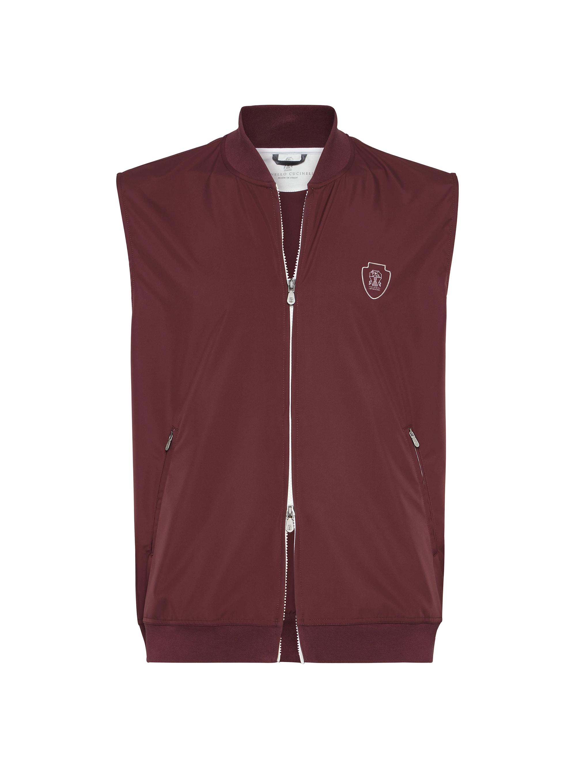 Brunello Cucinelli Men's Nylon Vest with Logo - Amaranth Red