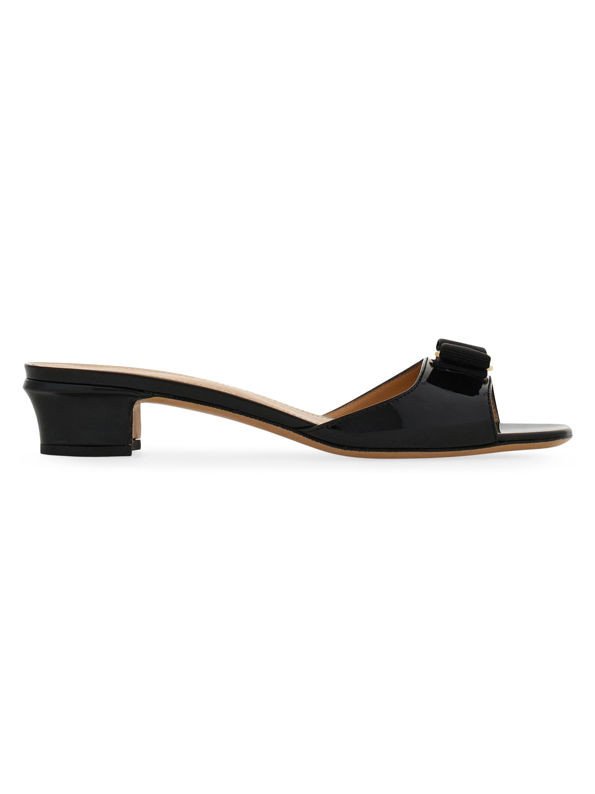 FERRAGAMO Women's Vanilla Patent Leather Mules - Nero Biscotto