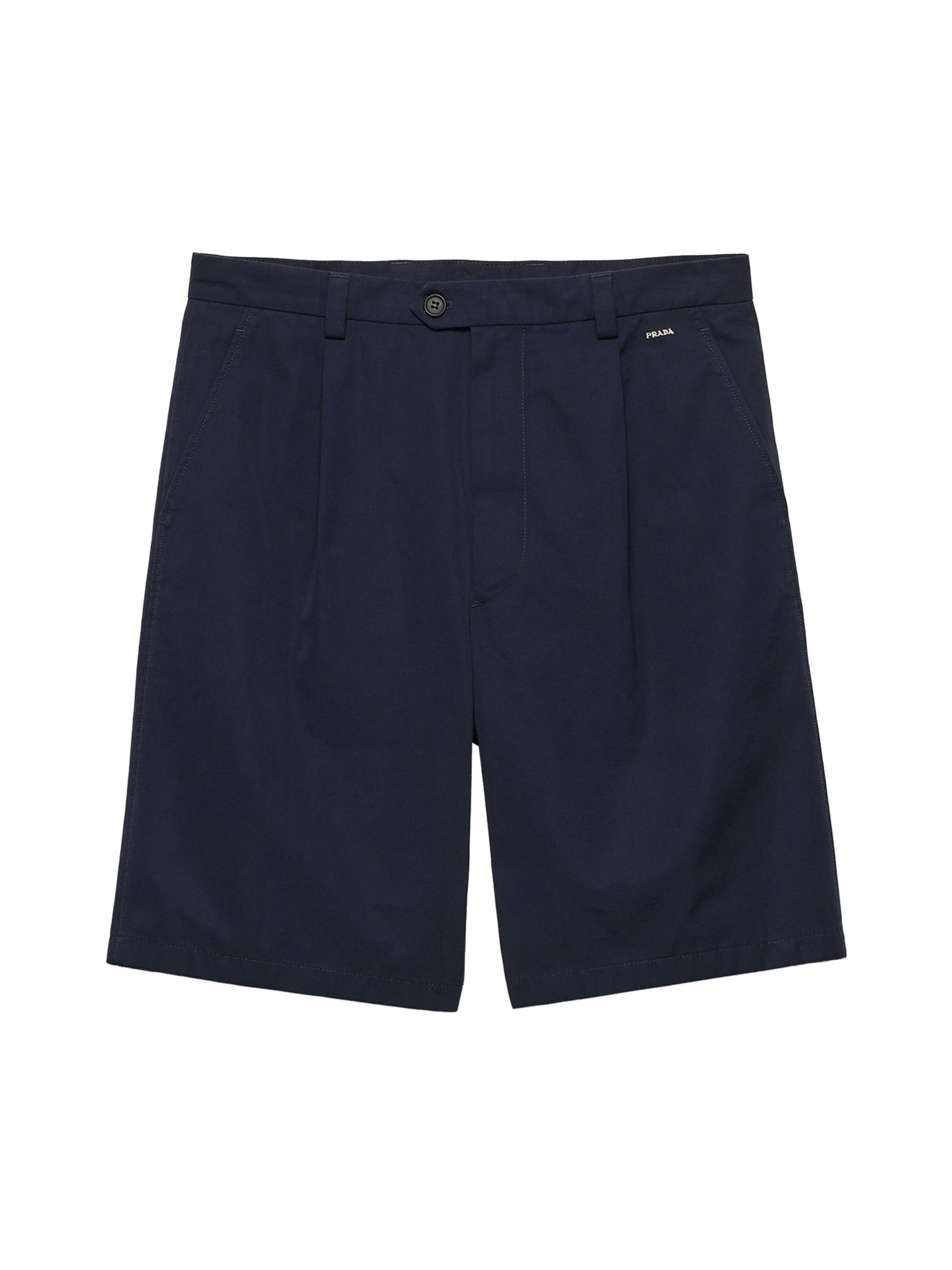 Prada Men's Vintage-Effect Cotton Bermudas - Blue