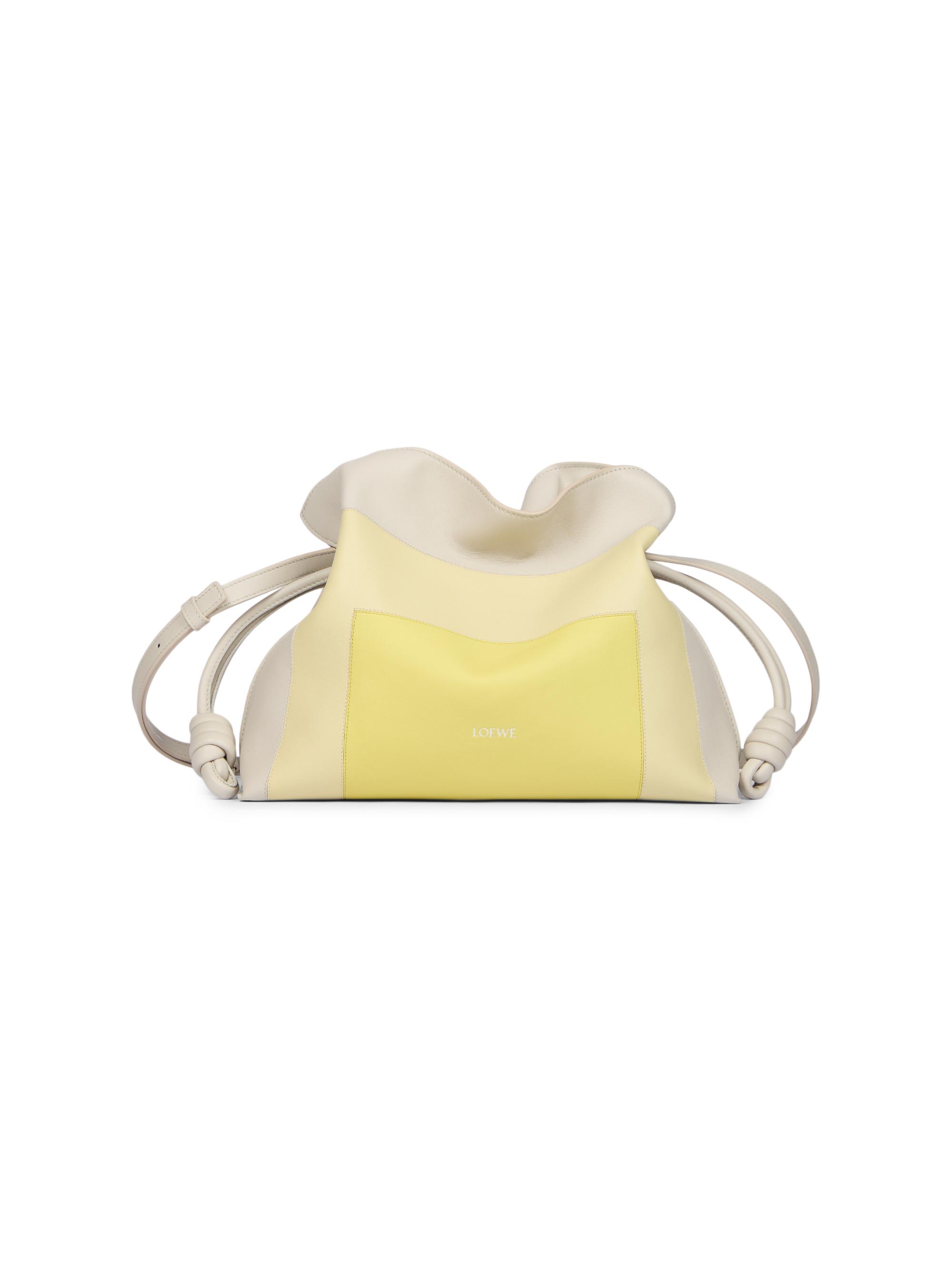 LOEWE Women's Flamenco Leather Clutch - Pale Grey Light Citrine