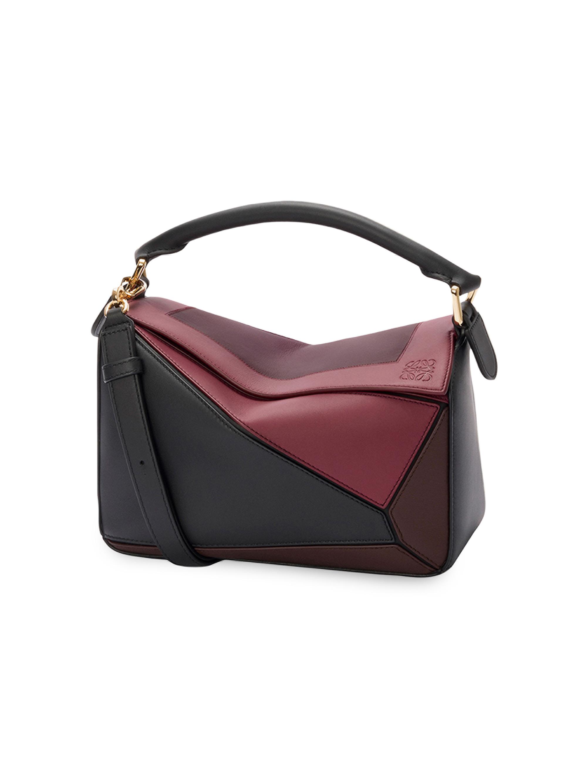 LOEWE Women's  x Albers Puzzle Square Leather Top Handle Bag - Metallic Black