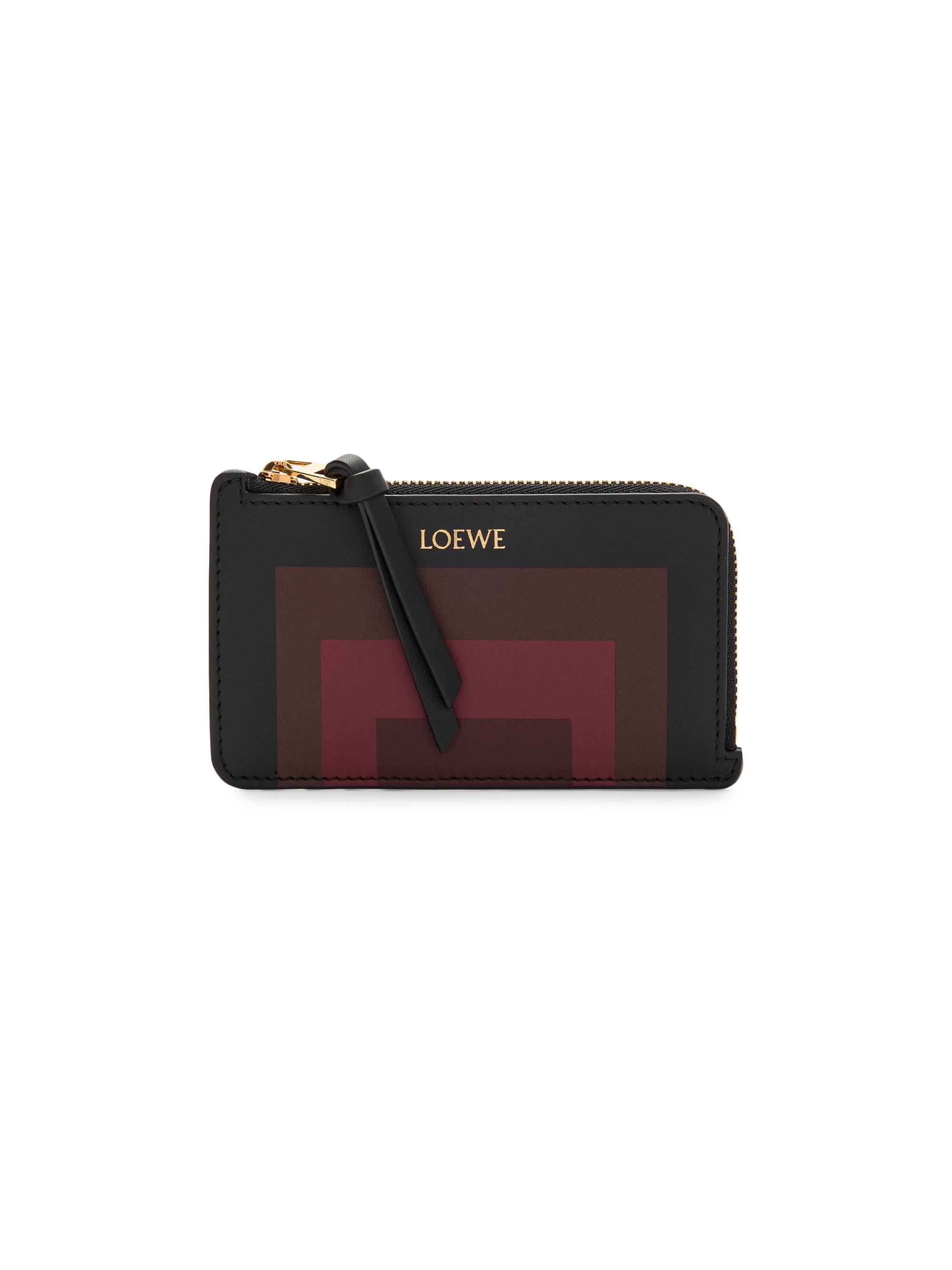 LOEWE Women's Albers Leather Coin Card Case - Black Burgundy