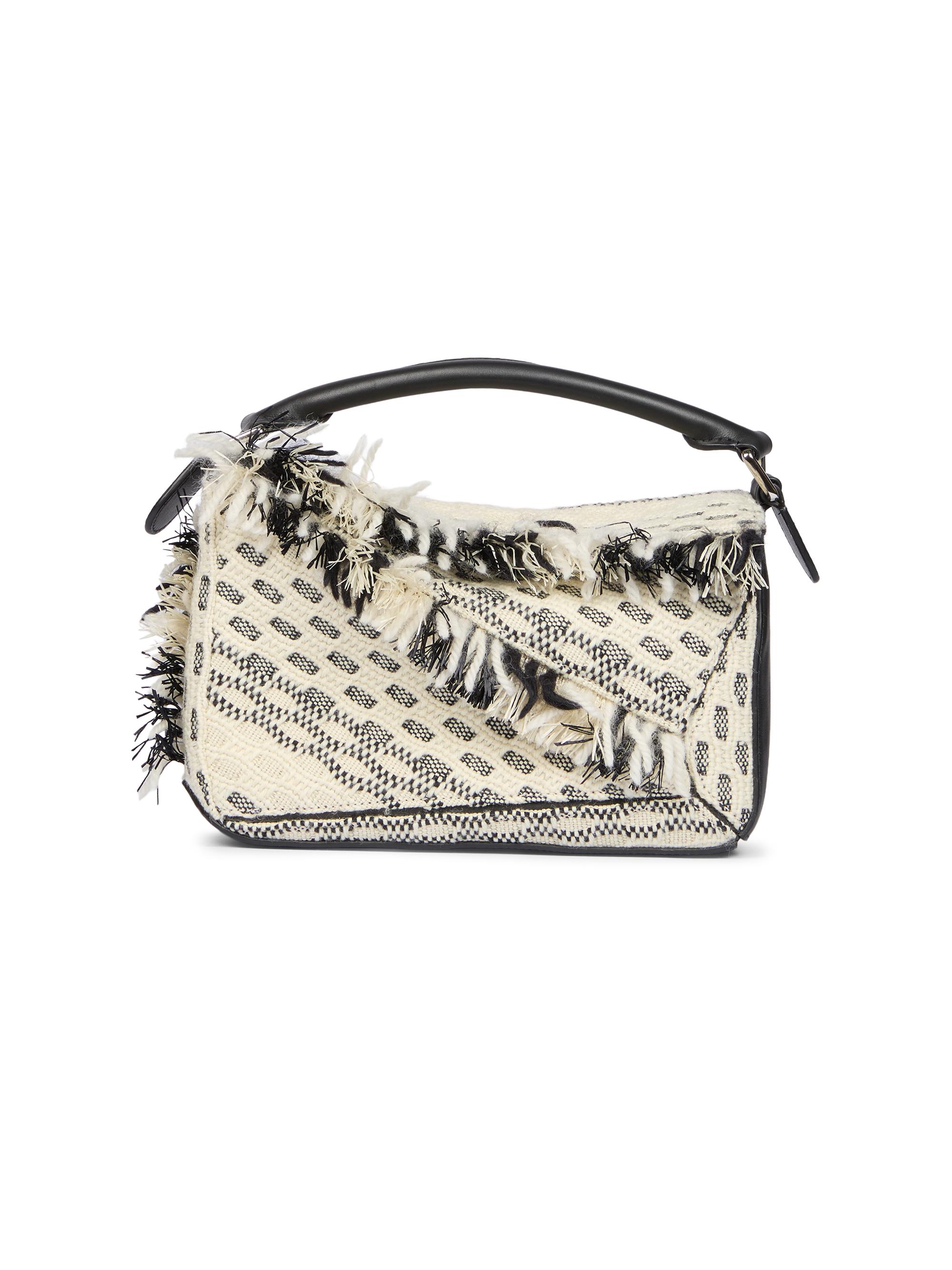 LOEWE Women's Puzzle  Fringes Handbag - Black White
