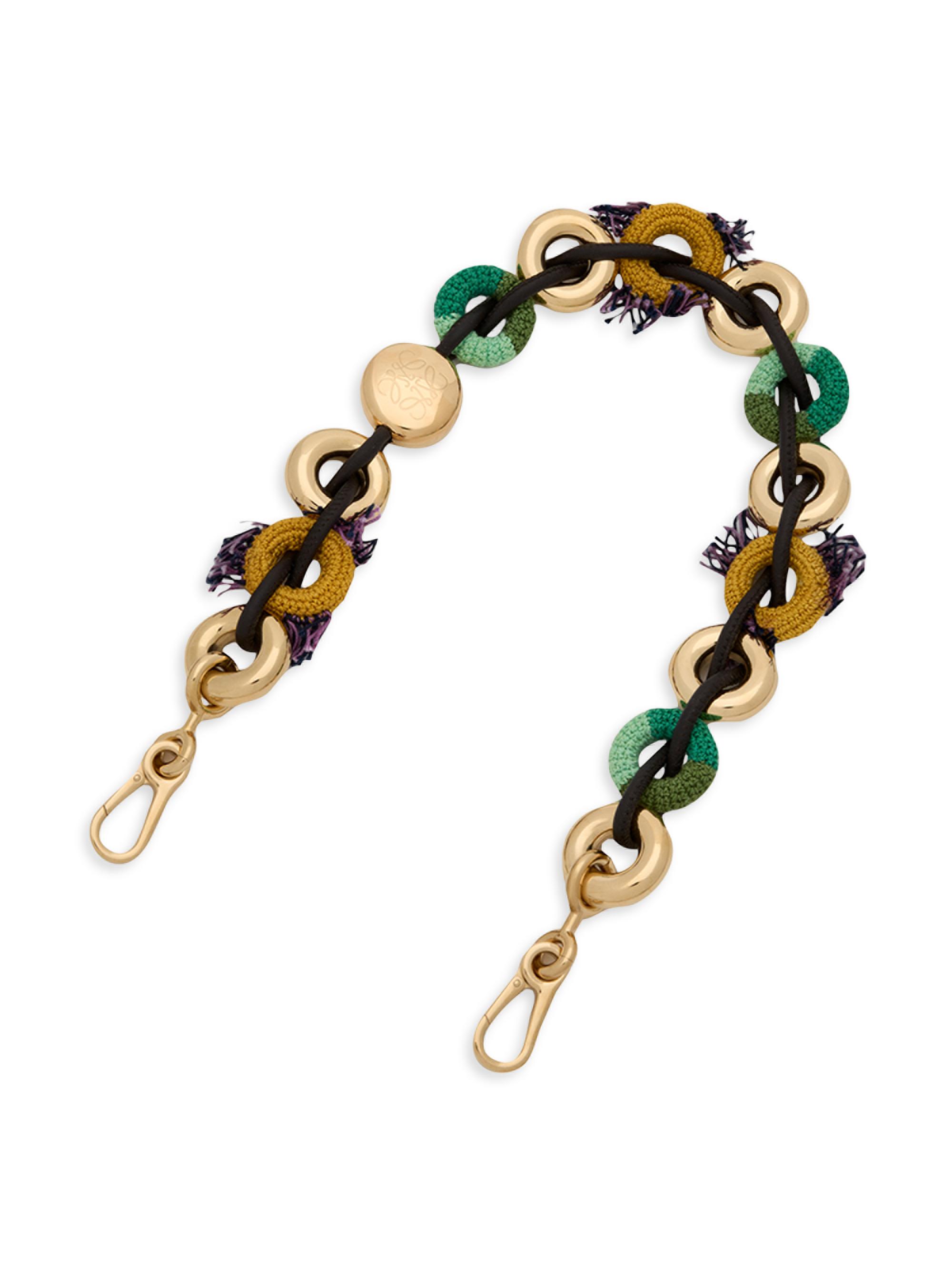LOEWE Women's Crochet Donut Chain Strap - Green Yellow