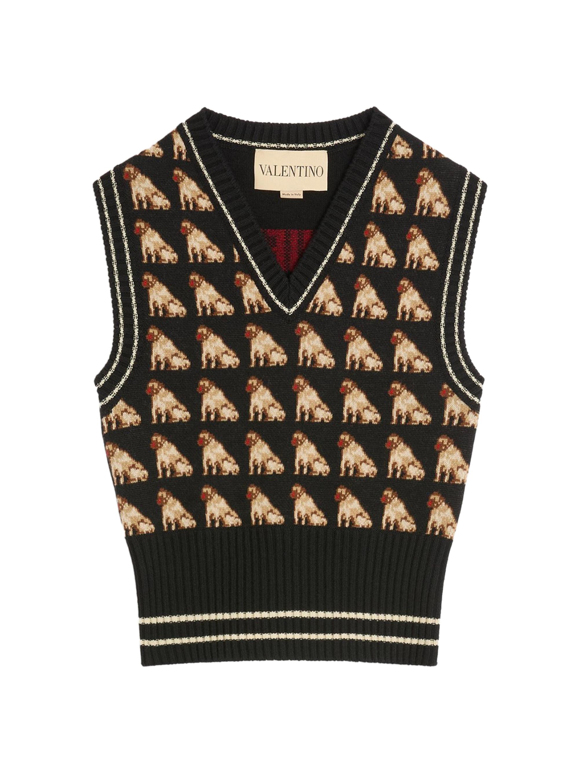 Valentino Garavani Women's Petit Charles Jacquard Wool Gilet - Black