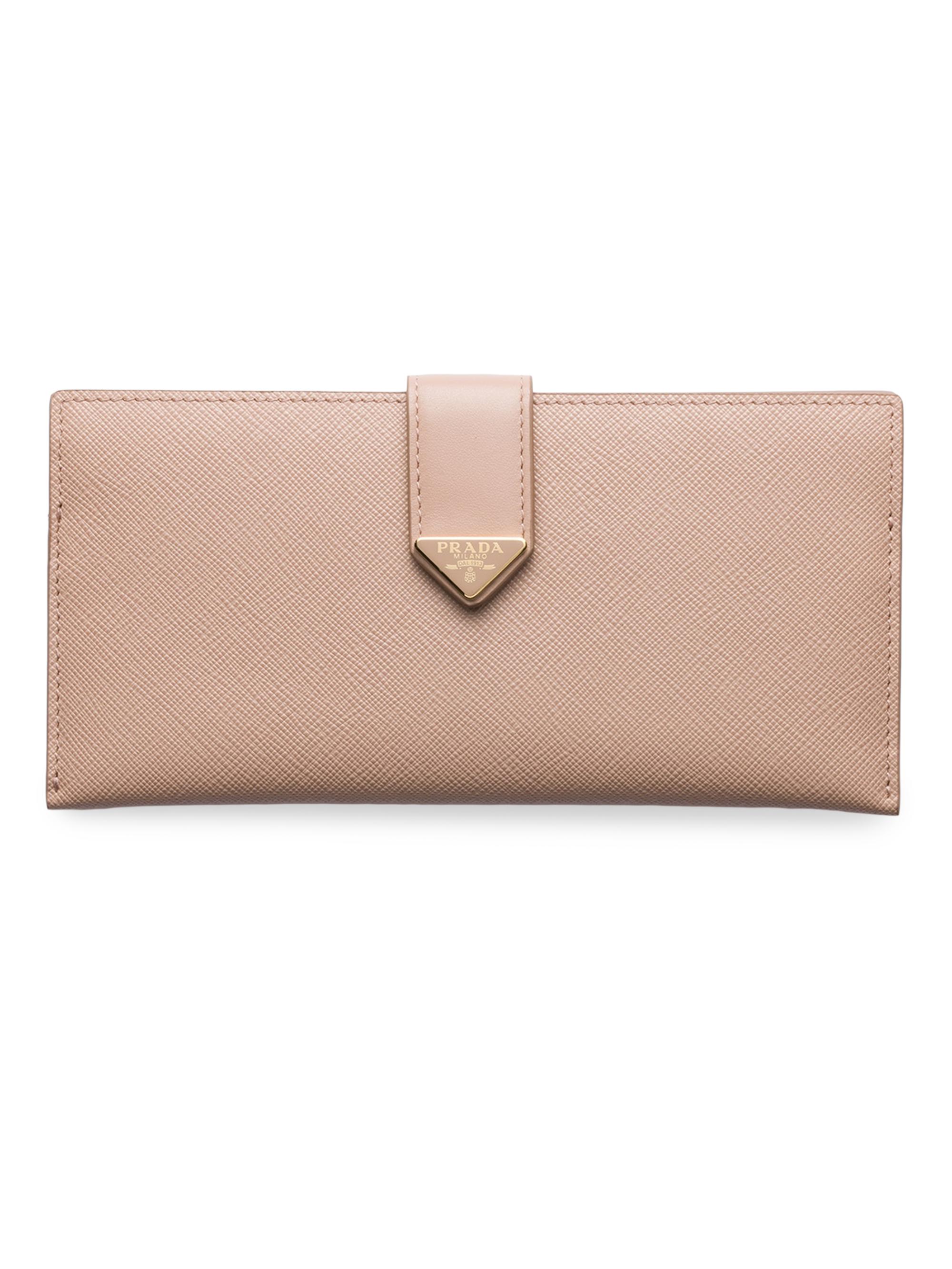 Prada Women's  Saffiano and Leather Wallet - Beige