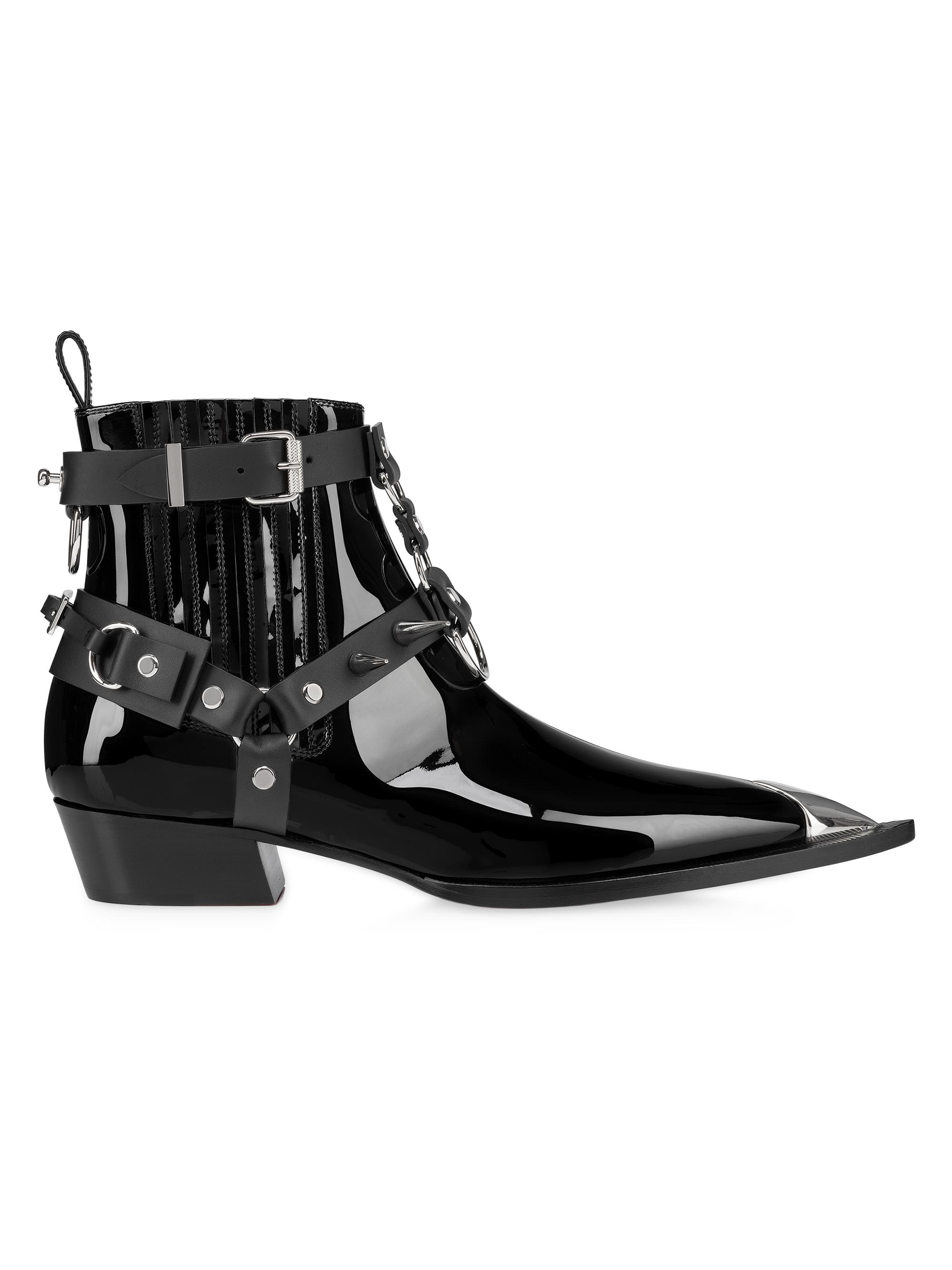 Christian Louboutin Men's Chesteviss Patent Leather Boots - Black