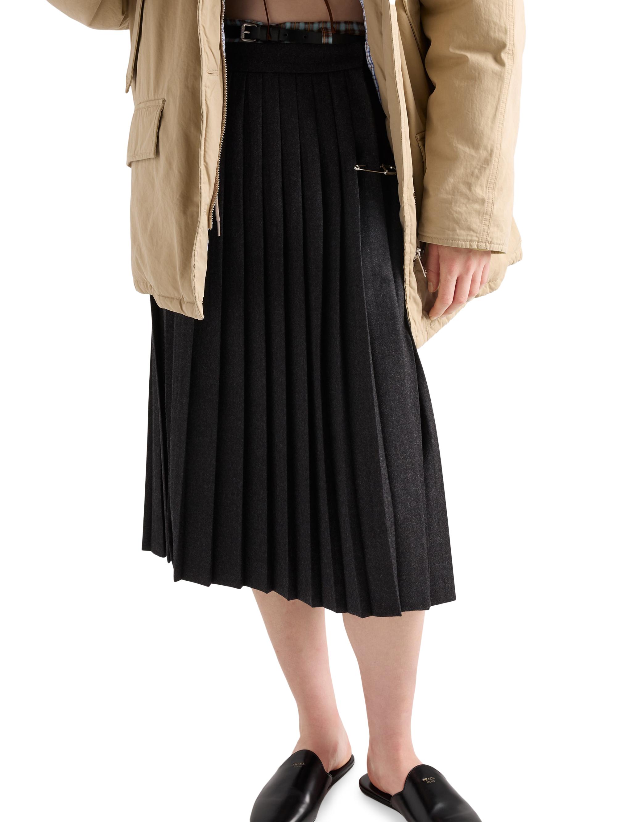 Prada Pleated Wool Flannel Skirt | Saks Fifth Avenue