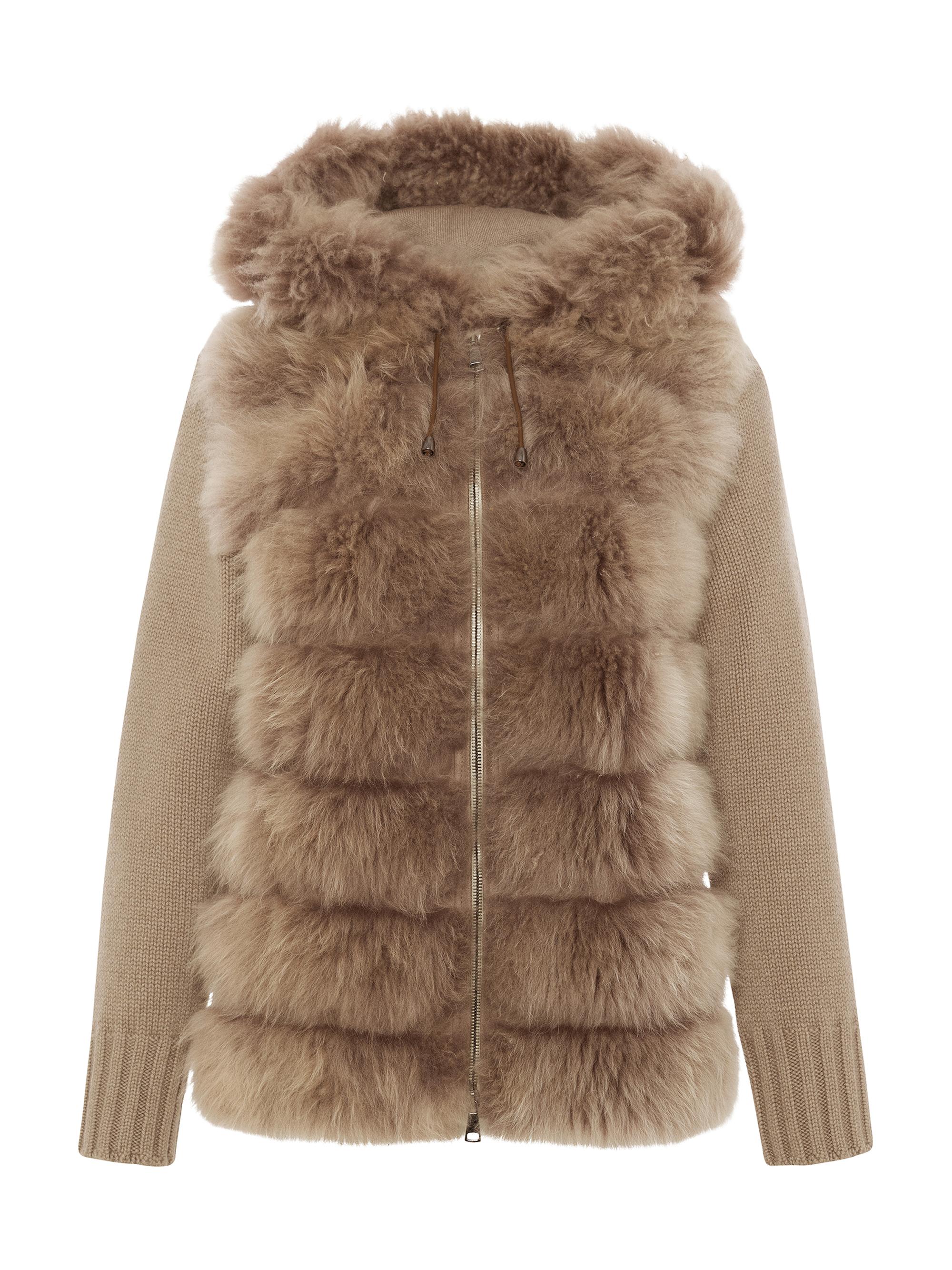 Gorski Women's Select Cashmere Goat Parka with Loro Piana Cashmere Sleeves and Back - Taupe