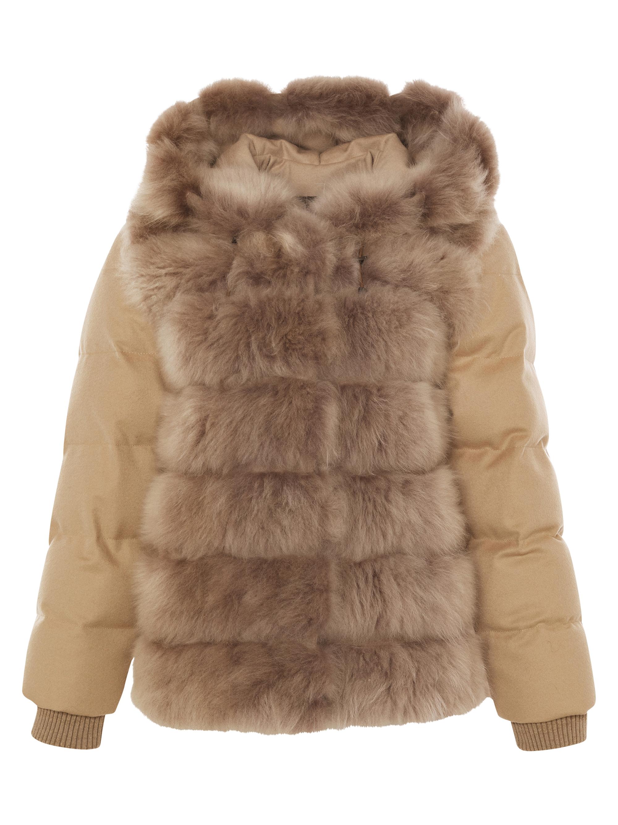 Gorski Women's Select Cashmere Goat Quilted Down Parka with Loro Piana Cashmere Sleeves and Back - Taupe