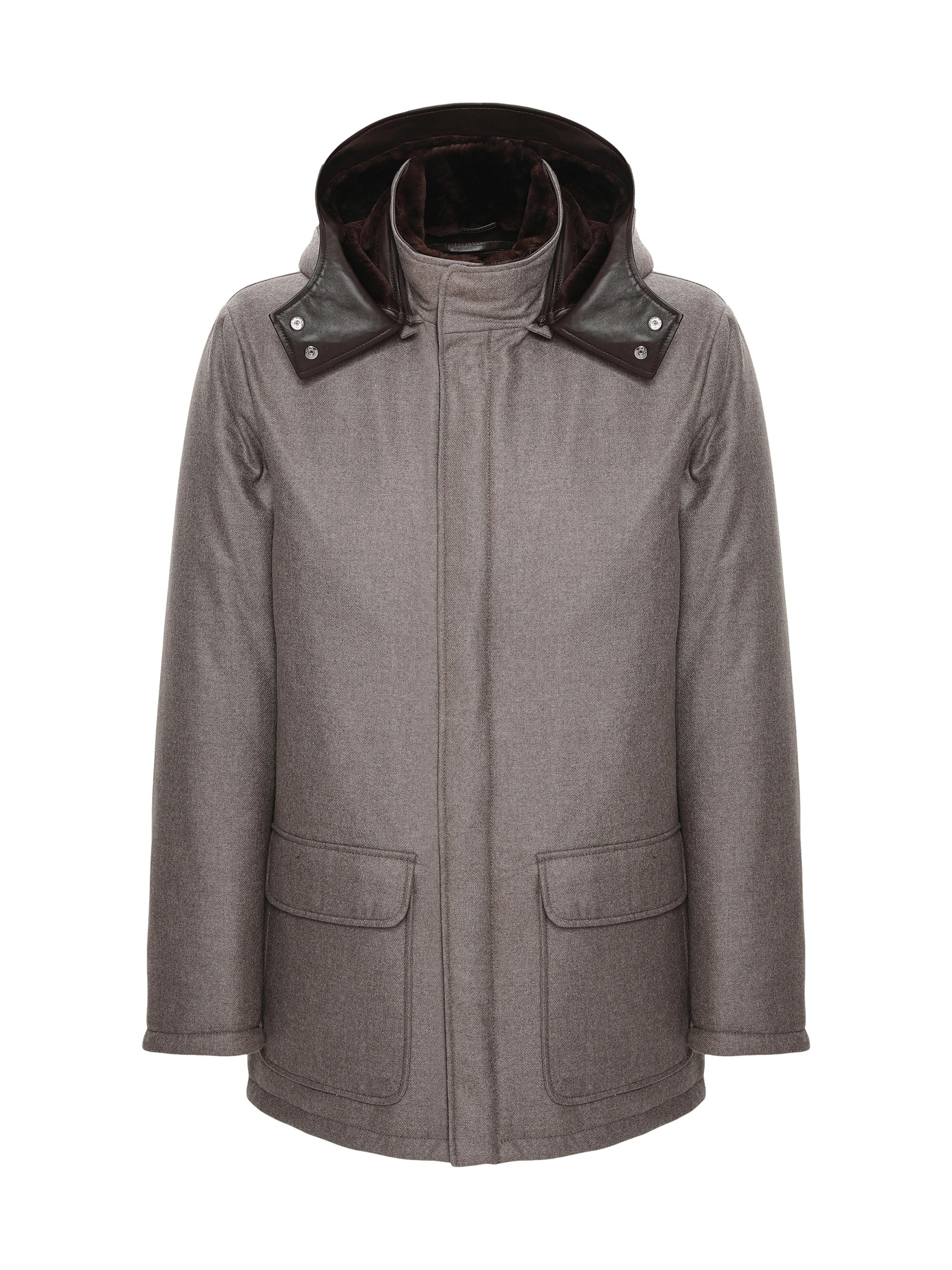 Gorski Men's Wool and Cashmere Blend Parka with Shearling Lining - Taupe