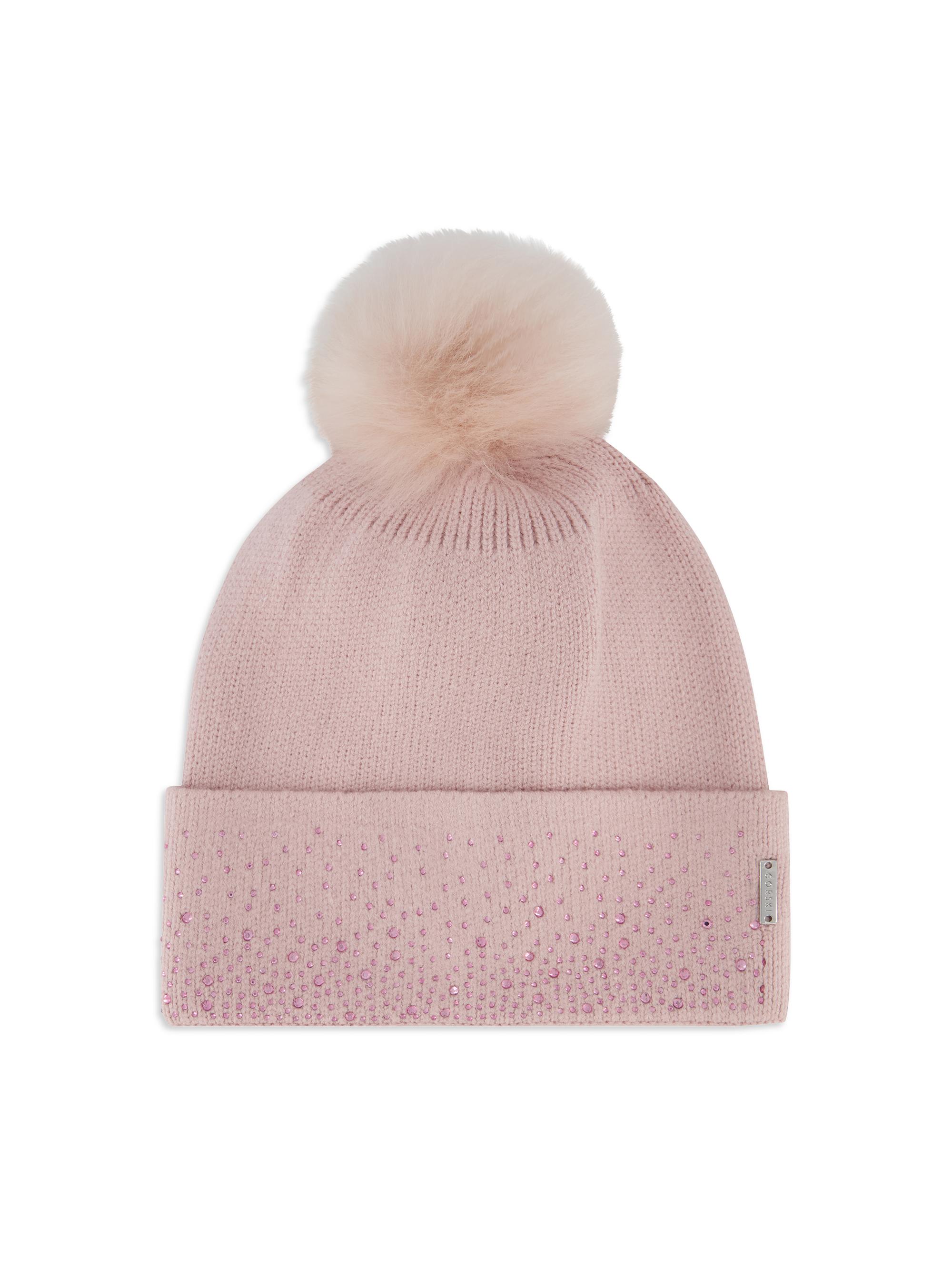 Gorski Women's Embellished Beanie with Toscana Lamb Pompom - Pink