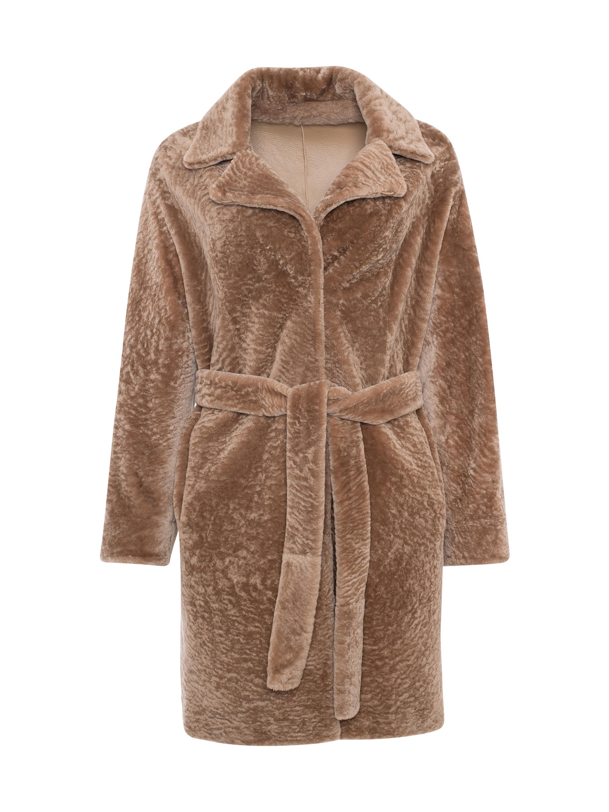 Gorski Women's Reversible Textured Shearling Lamb Stroller Belt - Latte