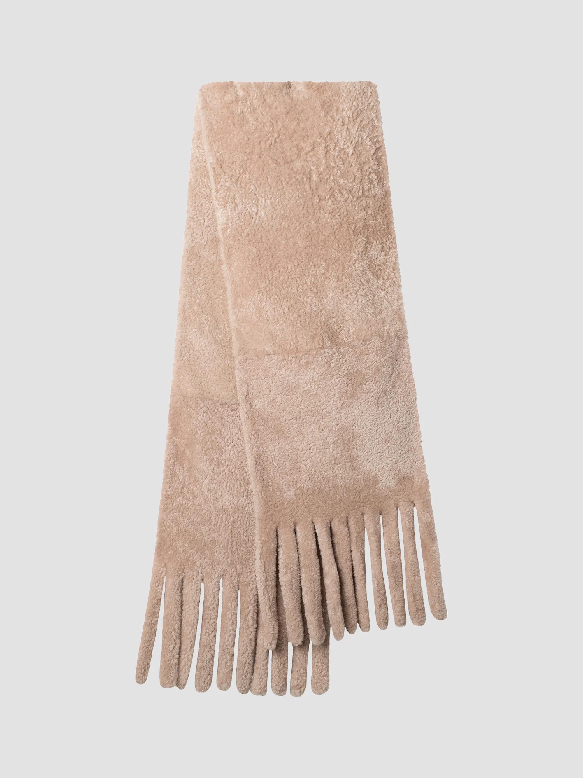 Gorski Women's Silky Shearling Lamb Stole with Fringes - Blush