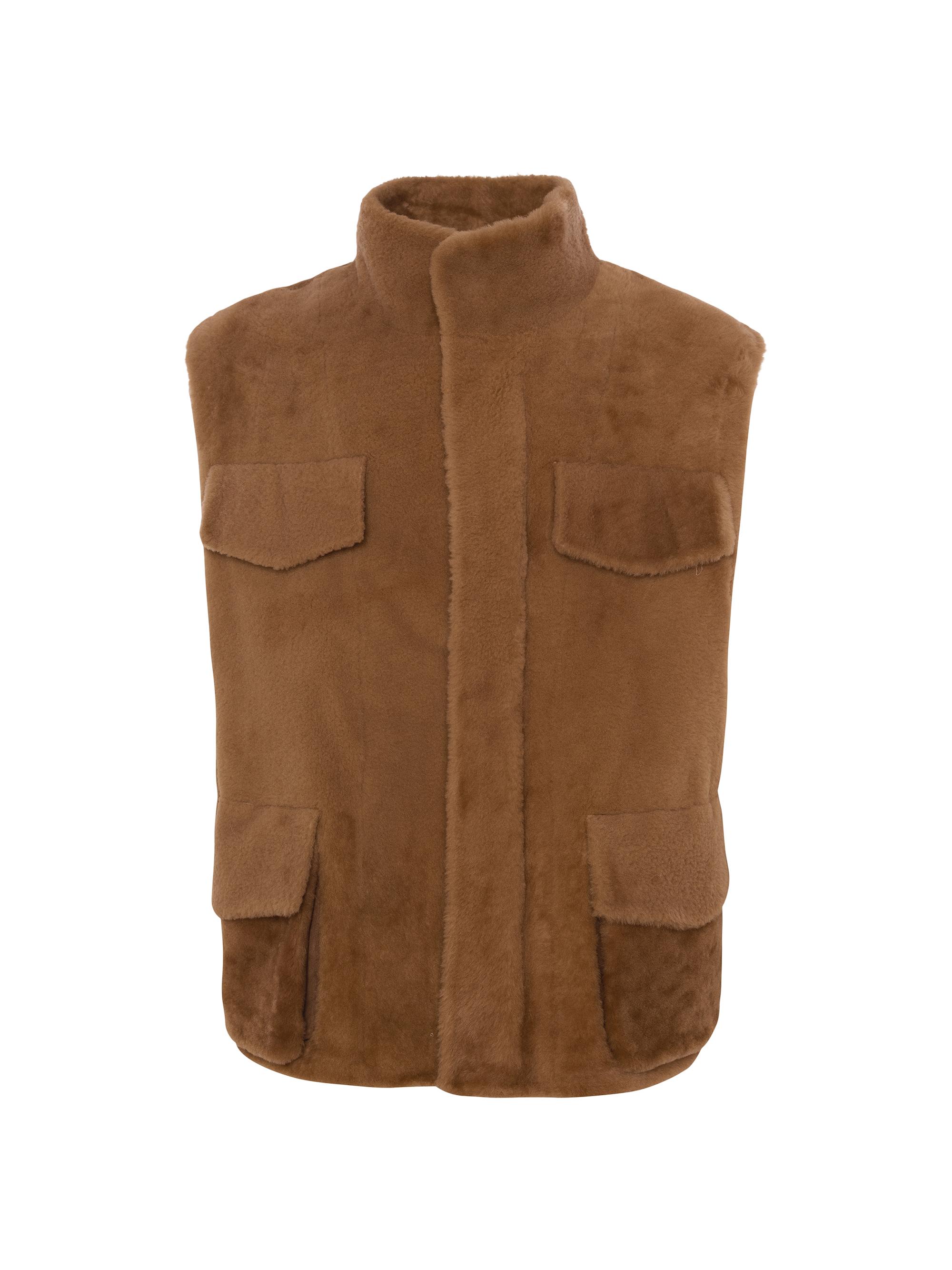 Gorski Men's Select Sheared Shearling Vest - Light Brown