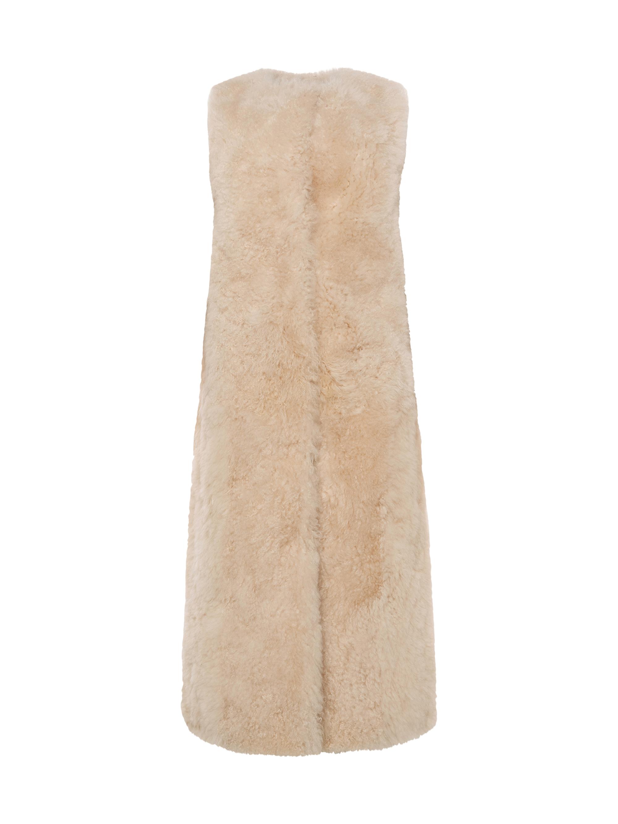 Gorski Women's Select Cashmere Goat Collarless Long Vest - Light Beige