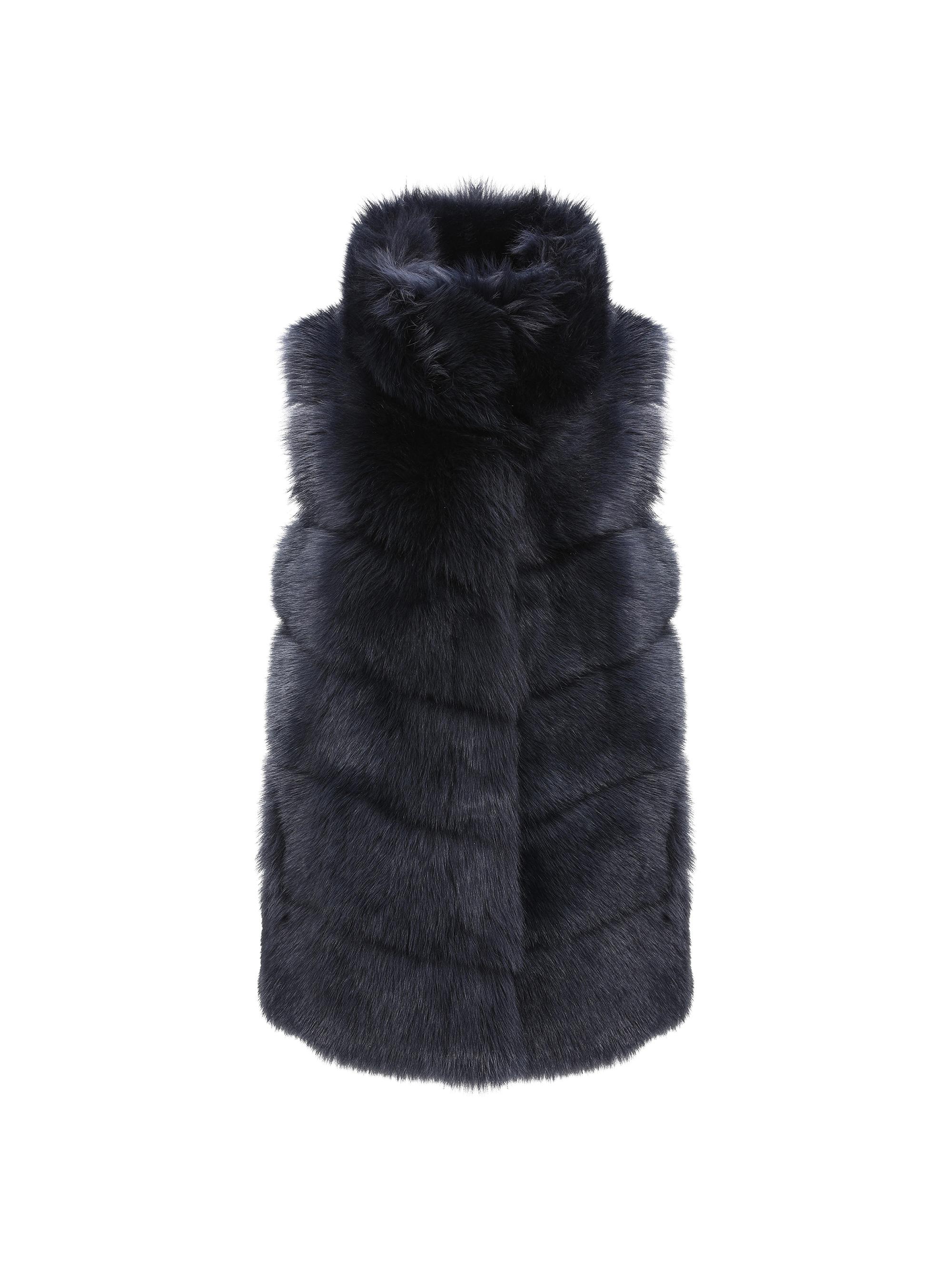 Gorski Women's Reversible Merinillo Shearling Lamb Vest - Navy