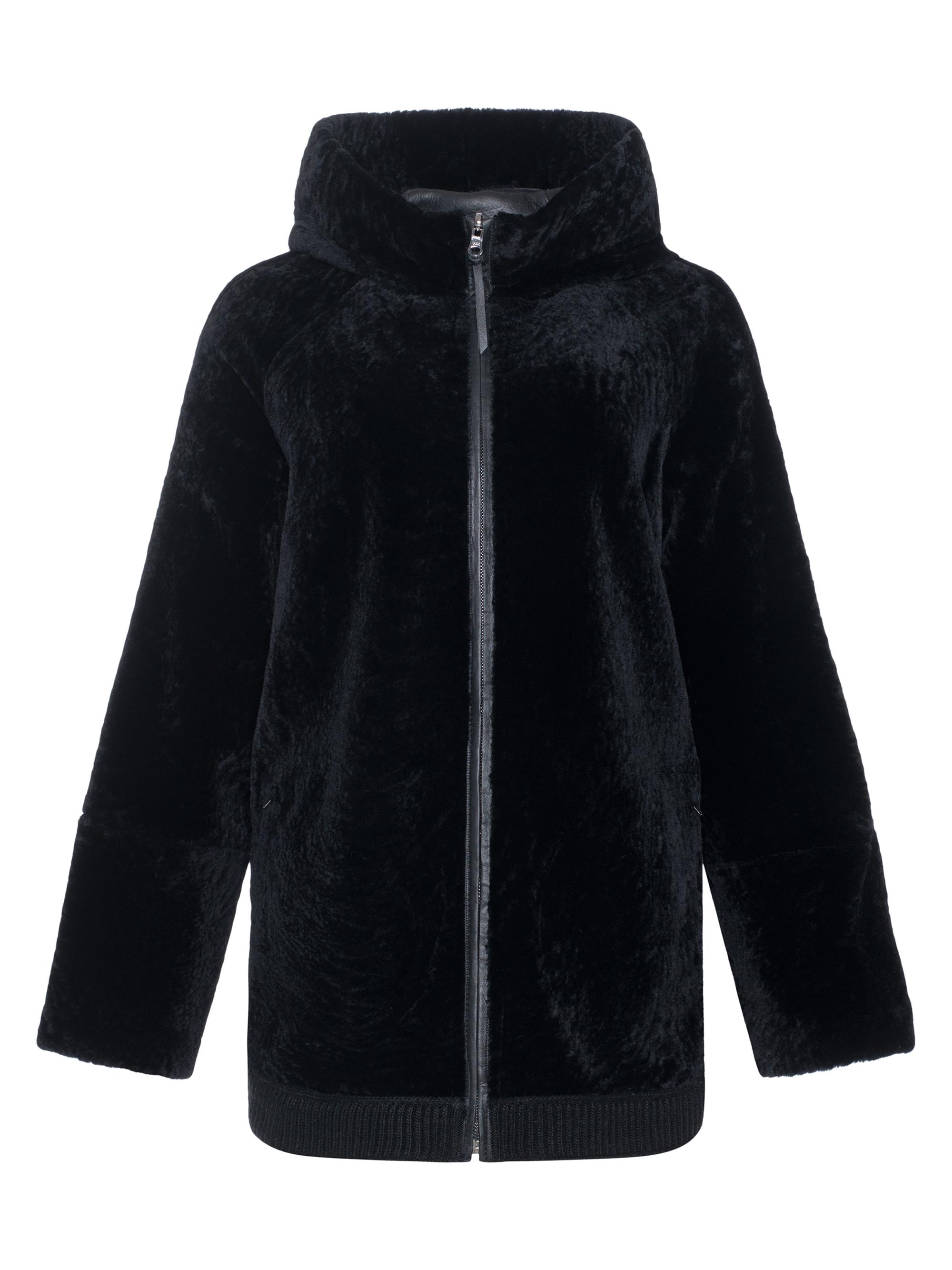 Gorski Reversible Textured Shearling Lamb Zip Parka with Ribbed