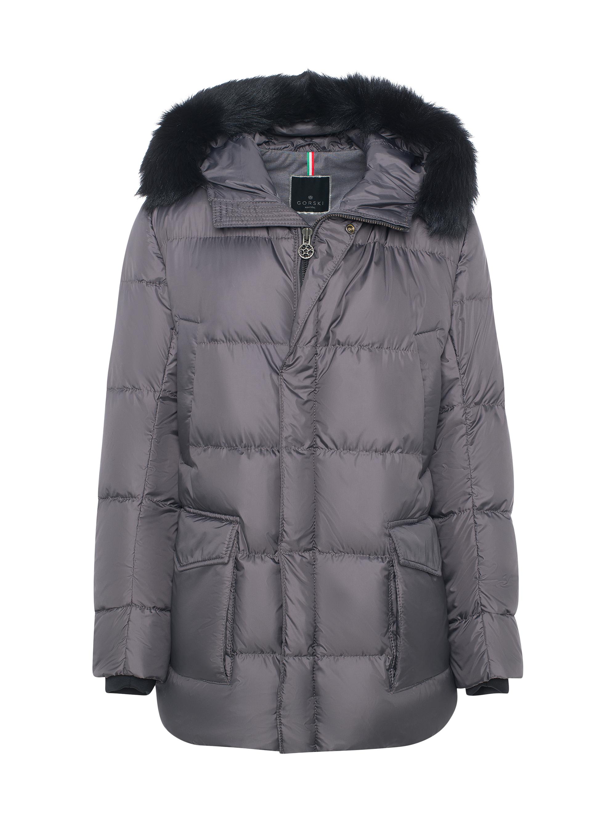 Gorski Men's Apres-Ski Jacket with Detachable Toscana Lamb Hood Trim - Anthracite