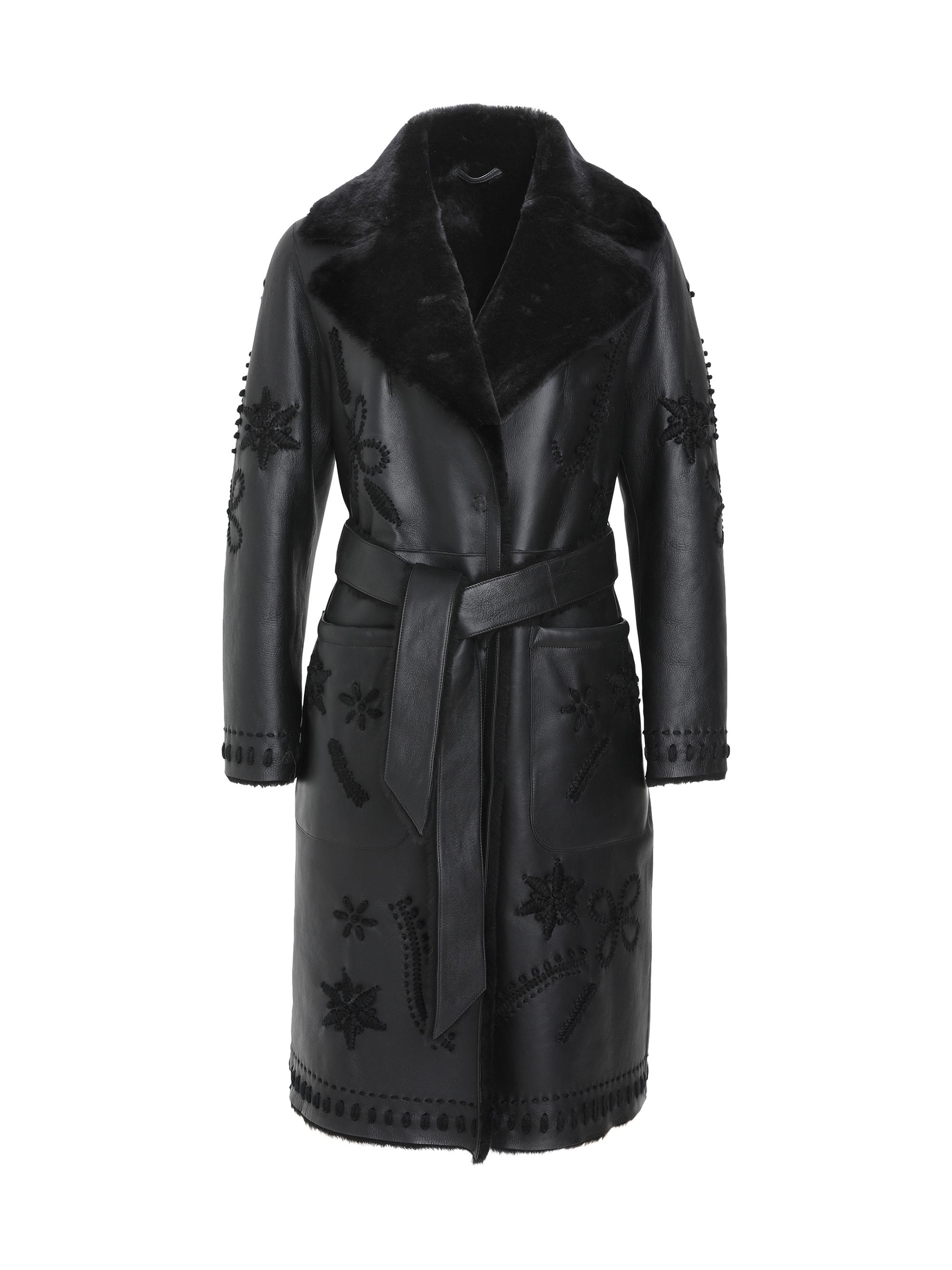 Gorski Women's Merino Shearling Lamb Short Coat - Black | Thumbnail 6