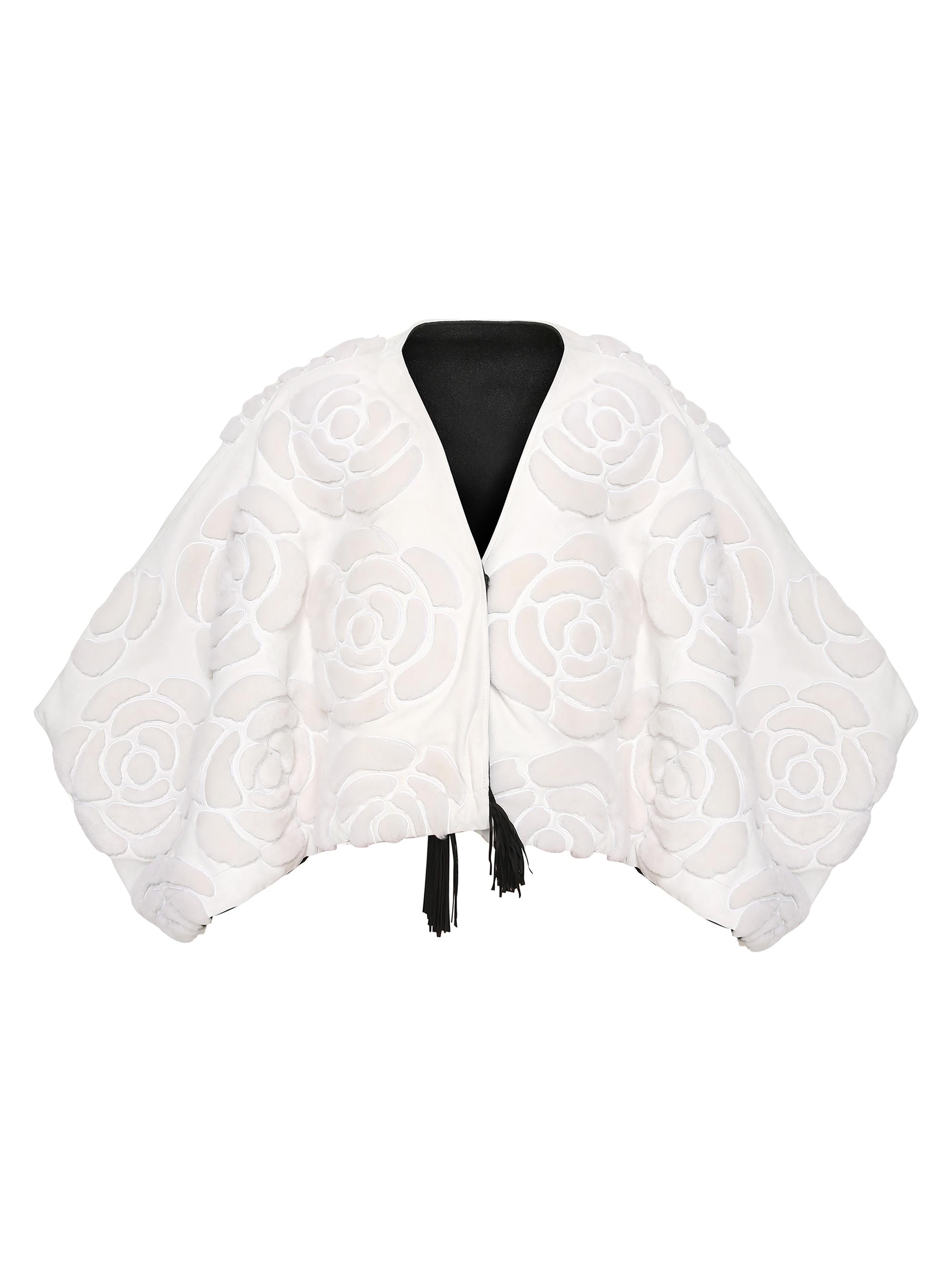 Gorski Women's Lamb Floral Embroidered Jacket - White