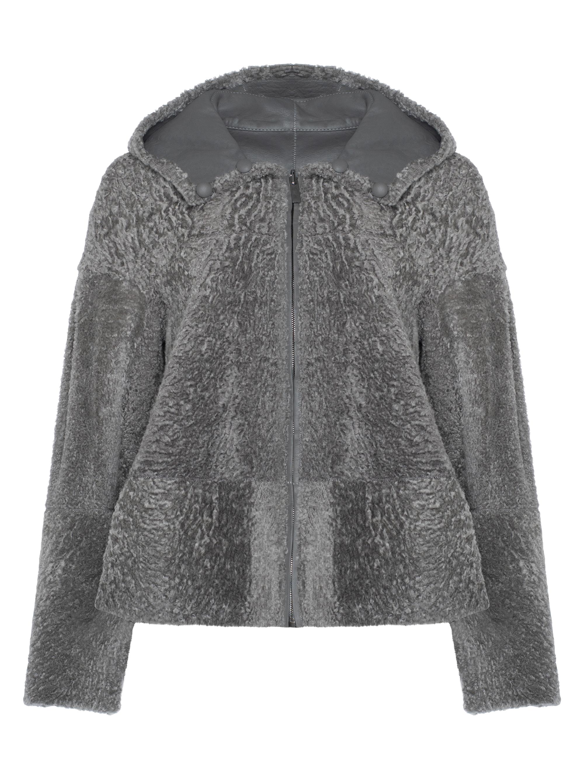 Gorski Women's Reversible New Zealand Shearling Lamb Zip Parka - Gray