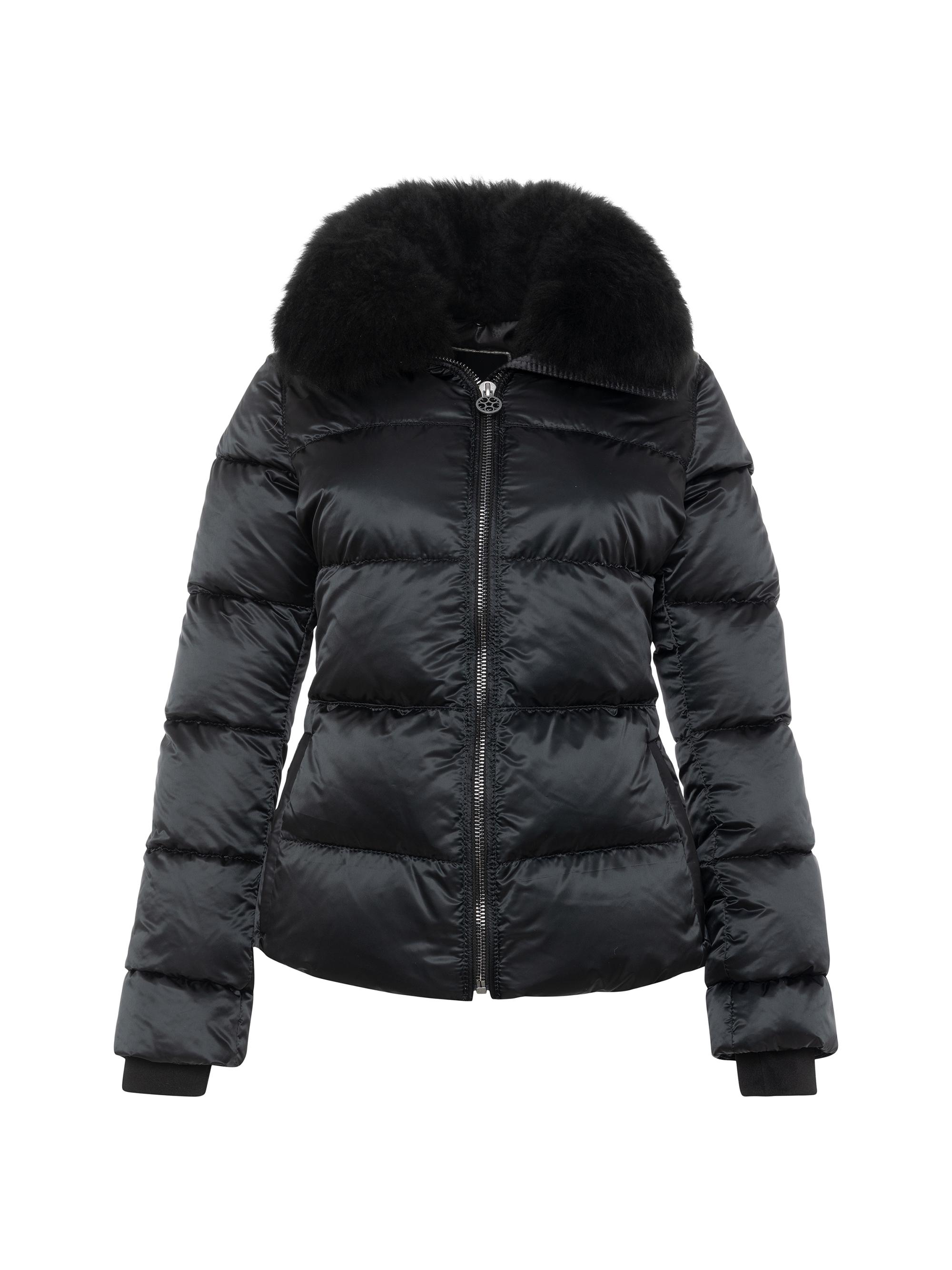 Gorski Women's Apres-Ski Jacket with Detachable Toscana Shearling Lamb Collar - Black