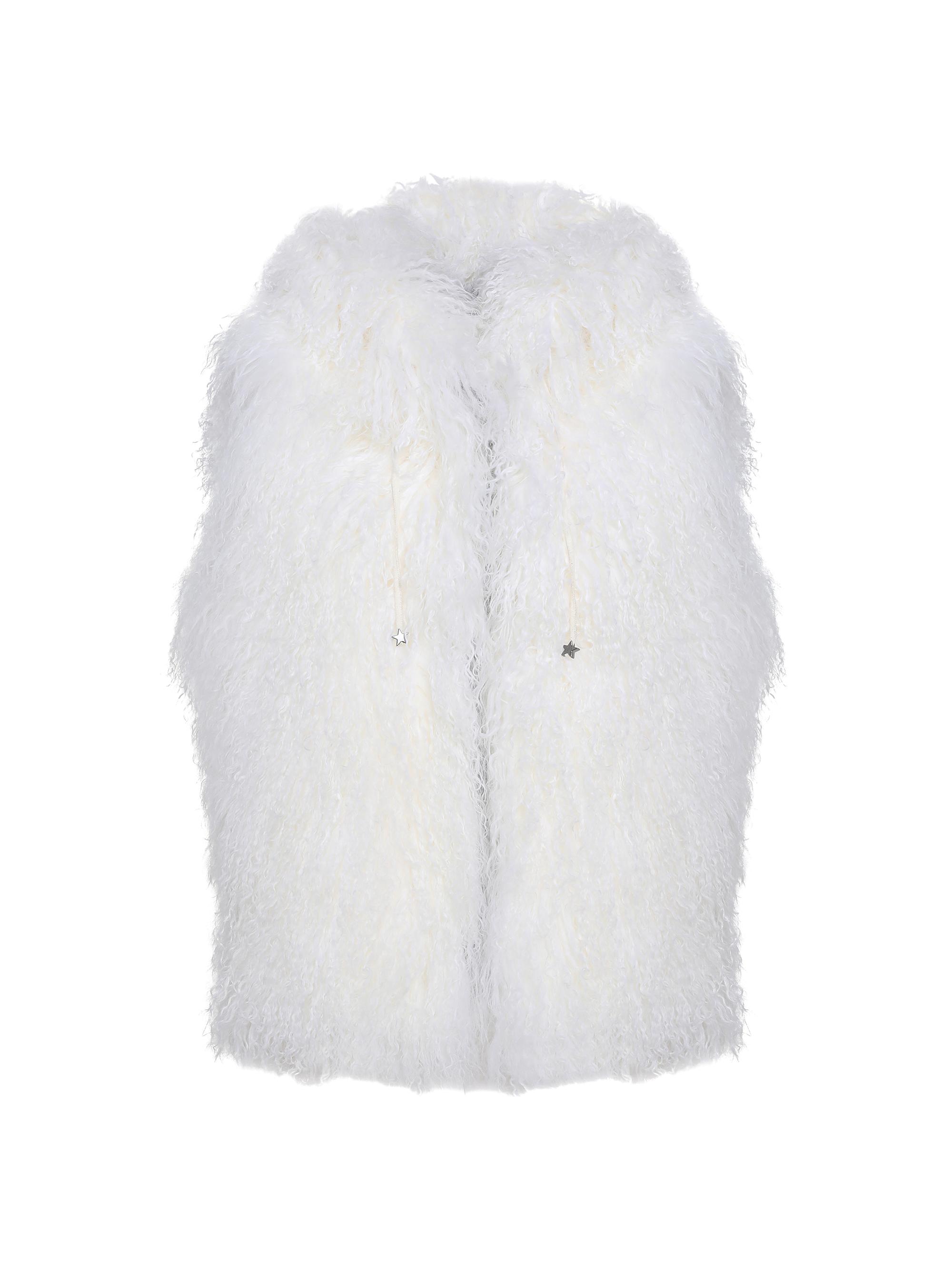 Gorski Women's Reversible Select Mongolian Shearling Lamb Vest - White