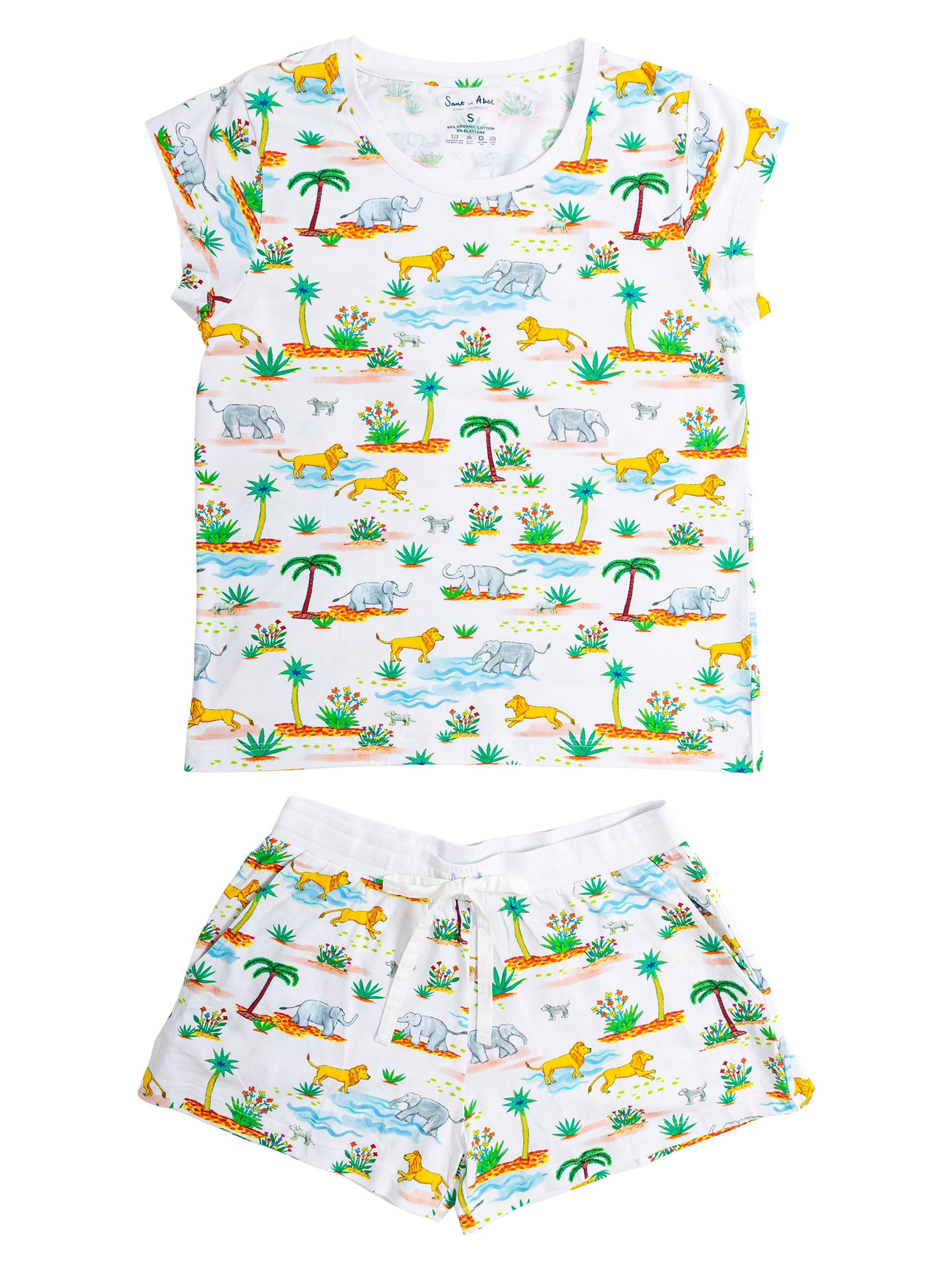 Sant and Abel Women's Trunks Up Jersey Short Pajama Set - White