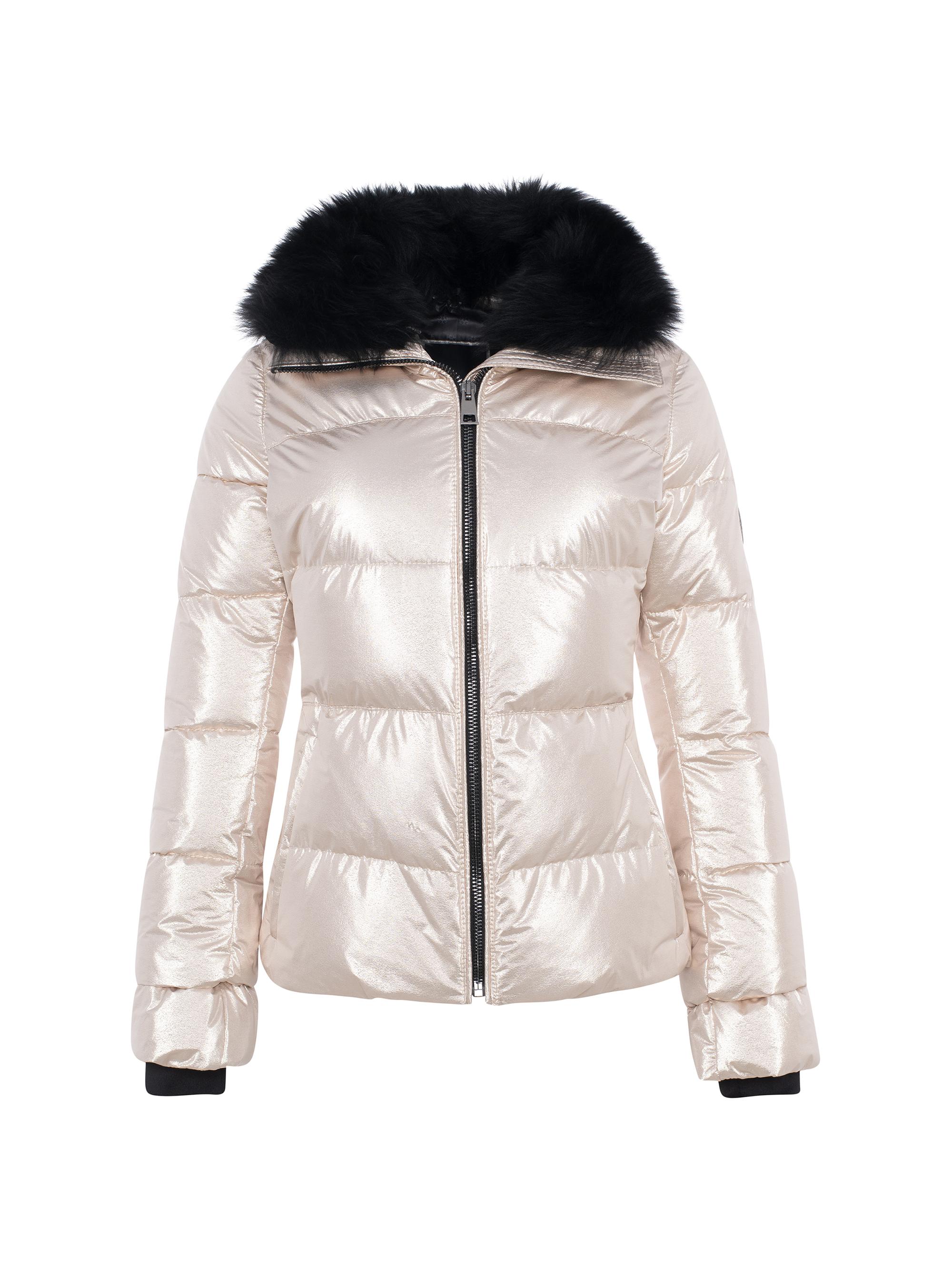 Gorski Women's Apres-Ski Jacket with Detachable Toscana Lamb Collar - Gold